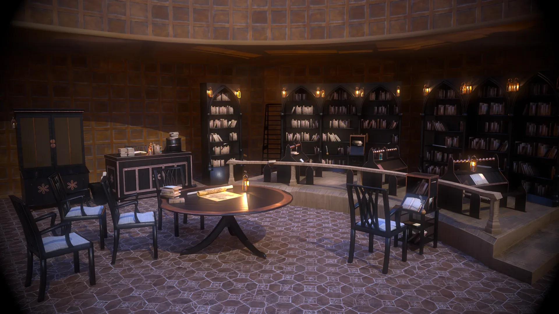 Medieval Library Model Pack (Black) low-poly