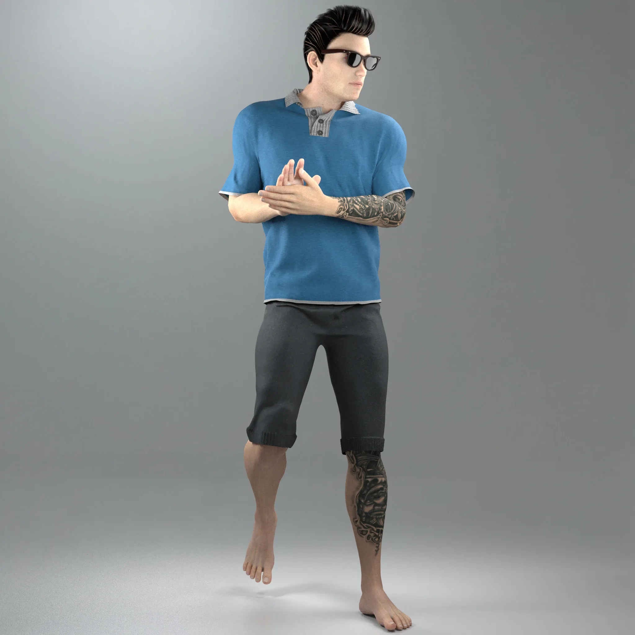 Polo shirt & shorts (Marvelous Designer & Clo3d & FBX & OBJ & Texture)