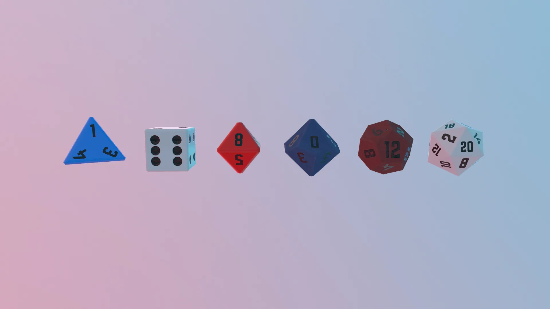 Collection Dice set for role-playing games - game ready PBR