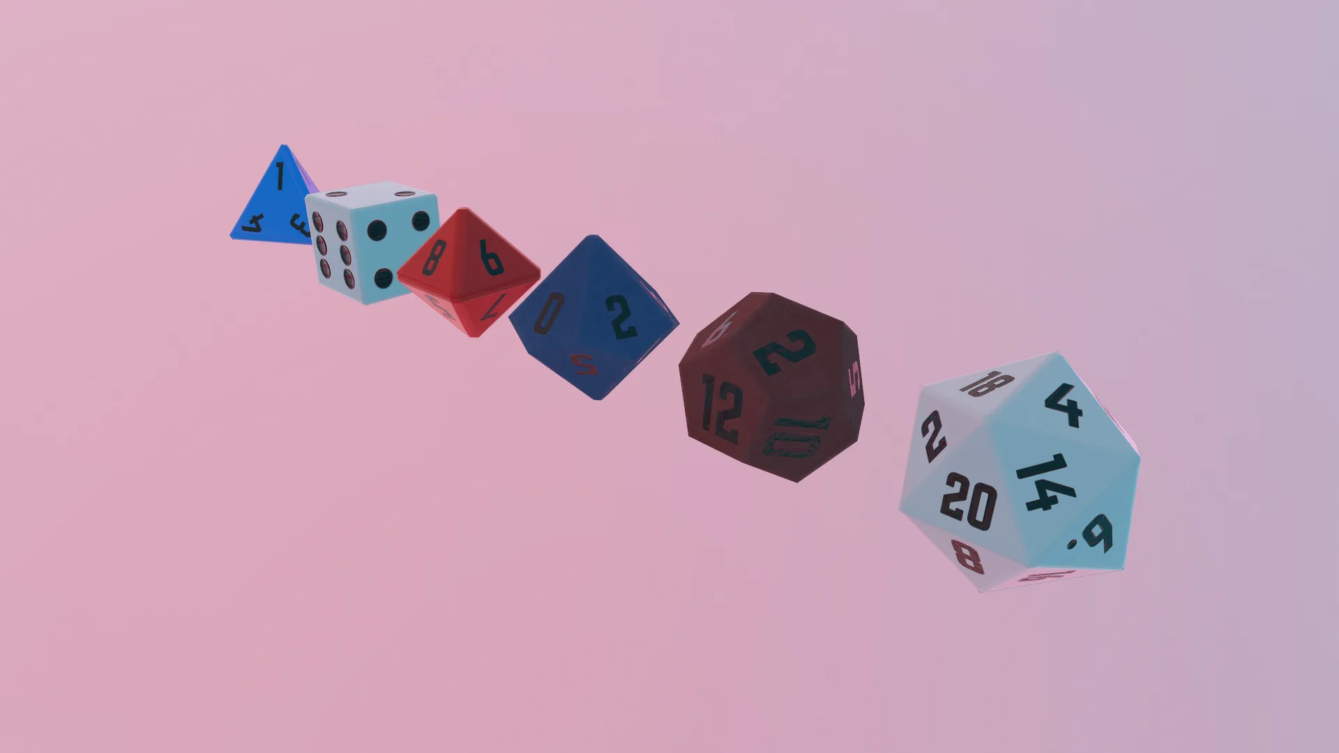 Collection Dice set for role-playing games - game ready PBR