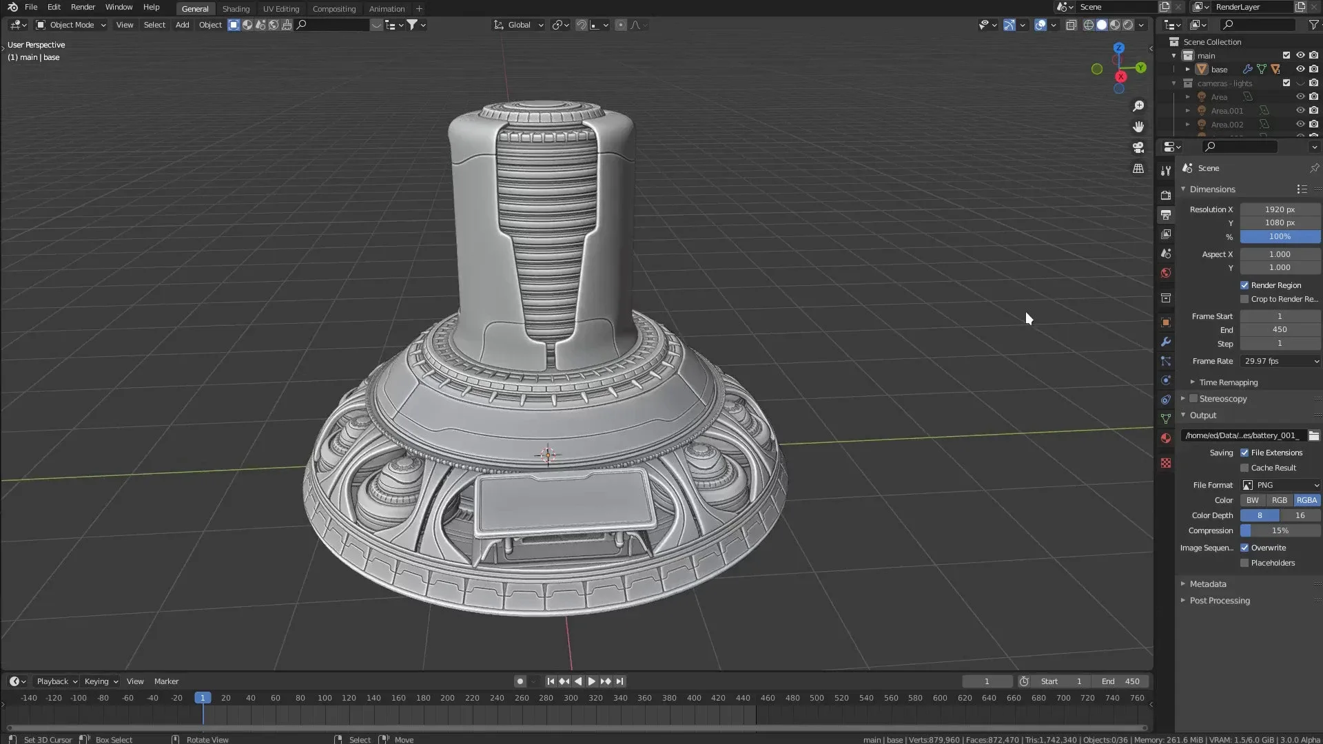 Sci-Fi Heavy Battery - Hipoly 3D Model