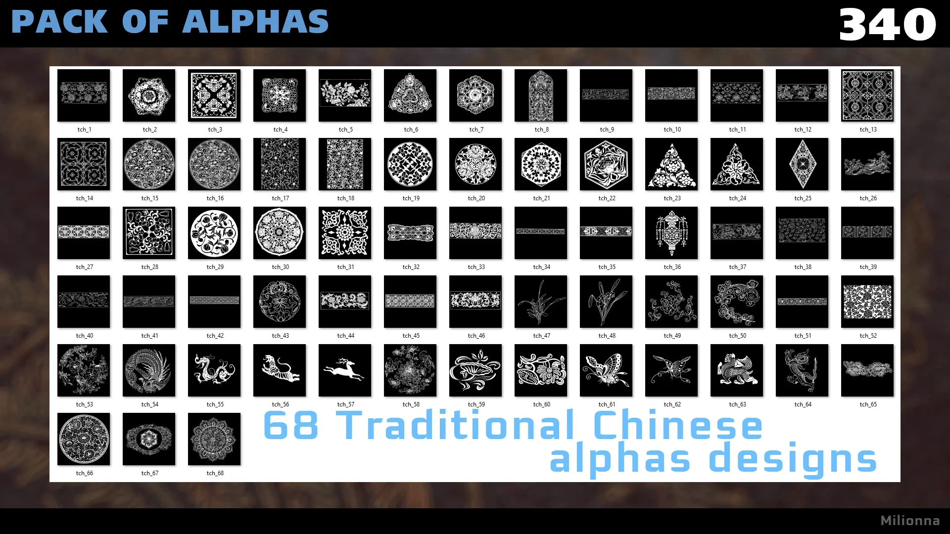 Pack of 340+ Alphas - Chinese, Old Norse, Greek, Egyptian (Substance, PNG)