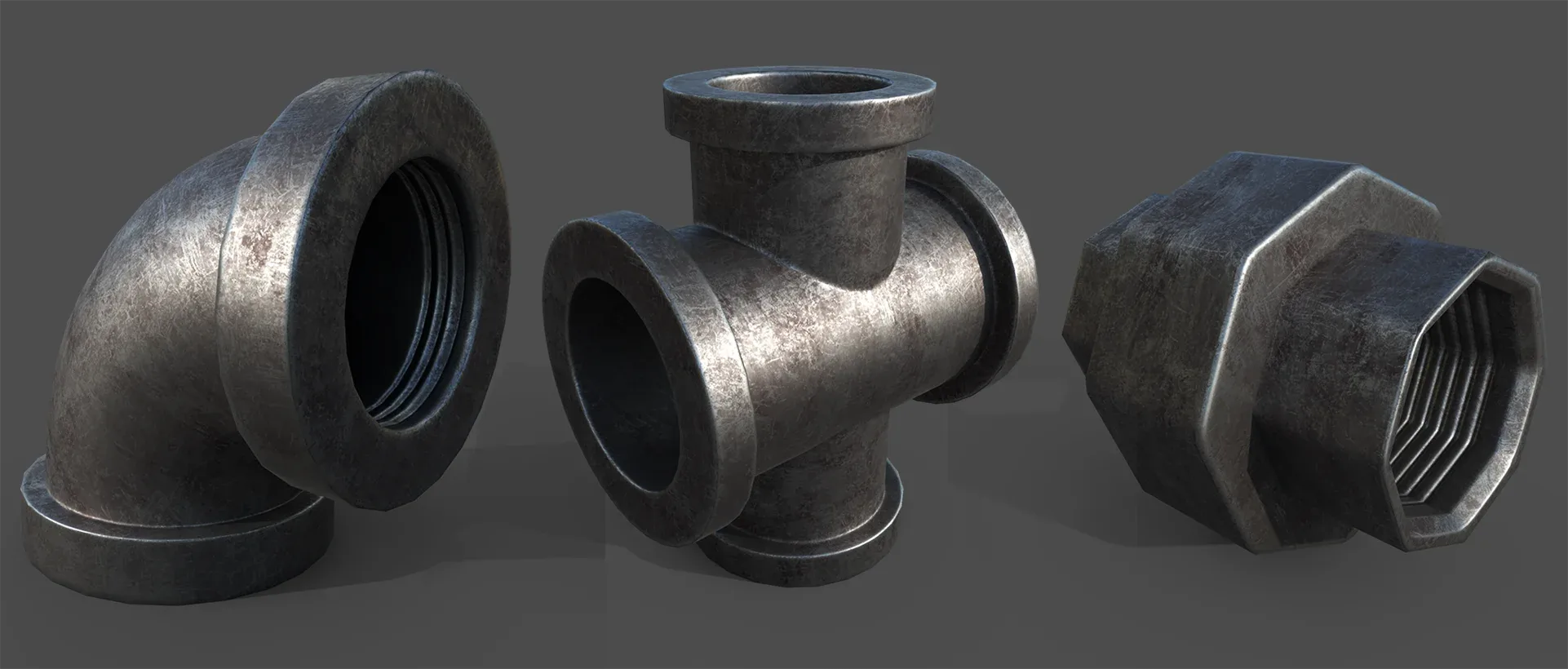 Plumbing Parts Kit Lowpoly 15 Pieces