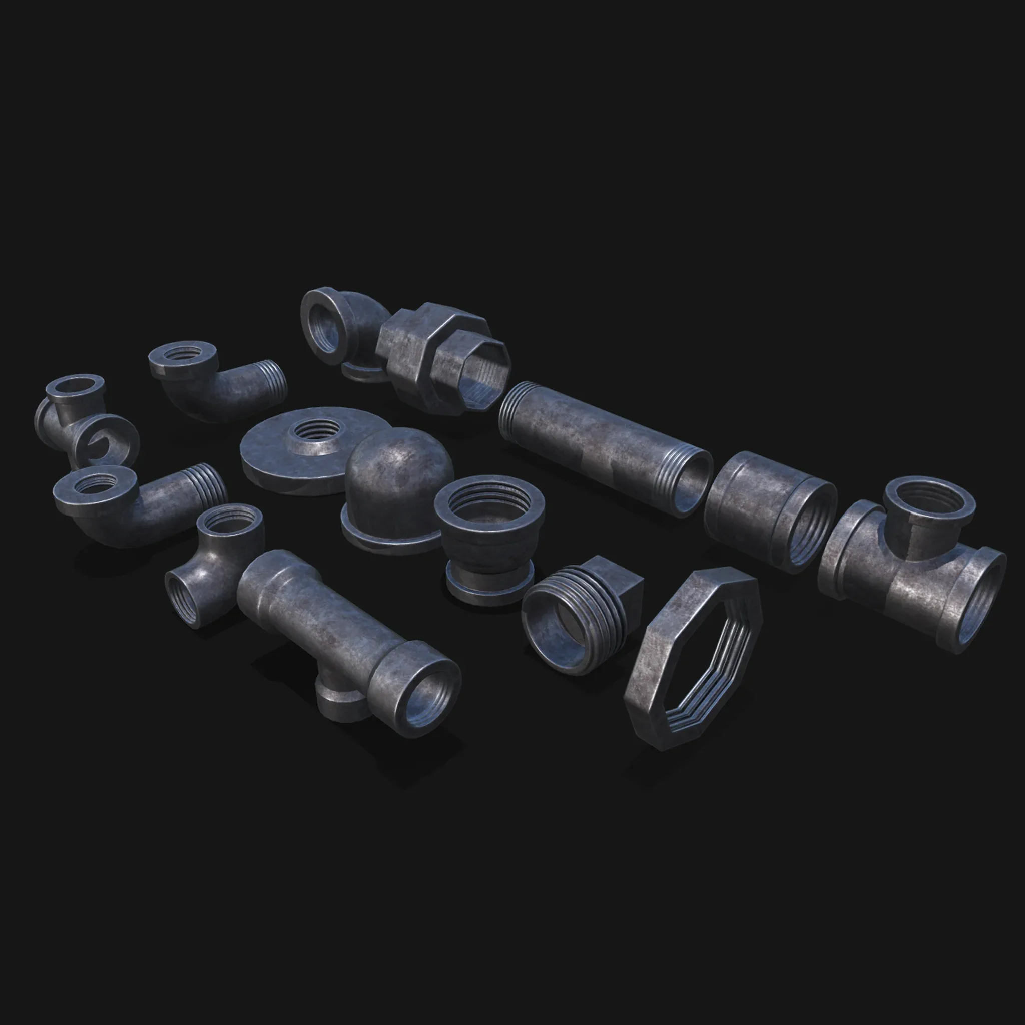 Plumbing Parts Kit Lowpoly 15 Pieces