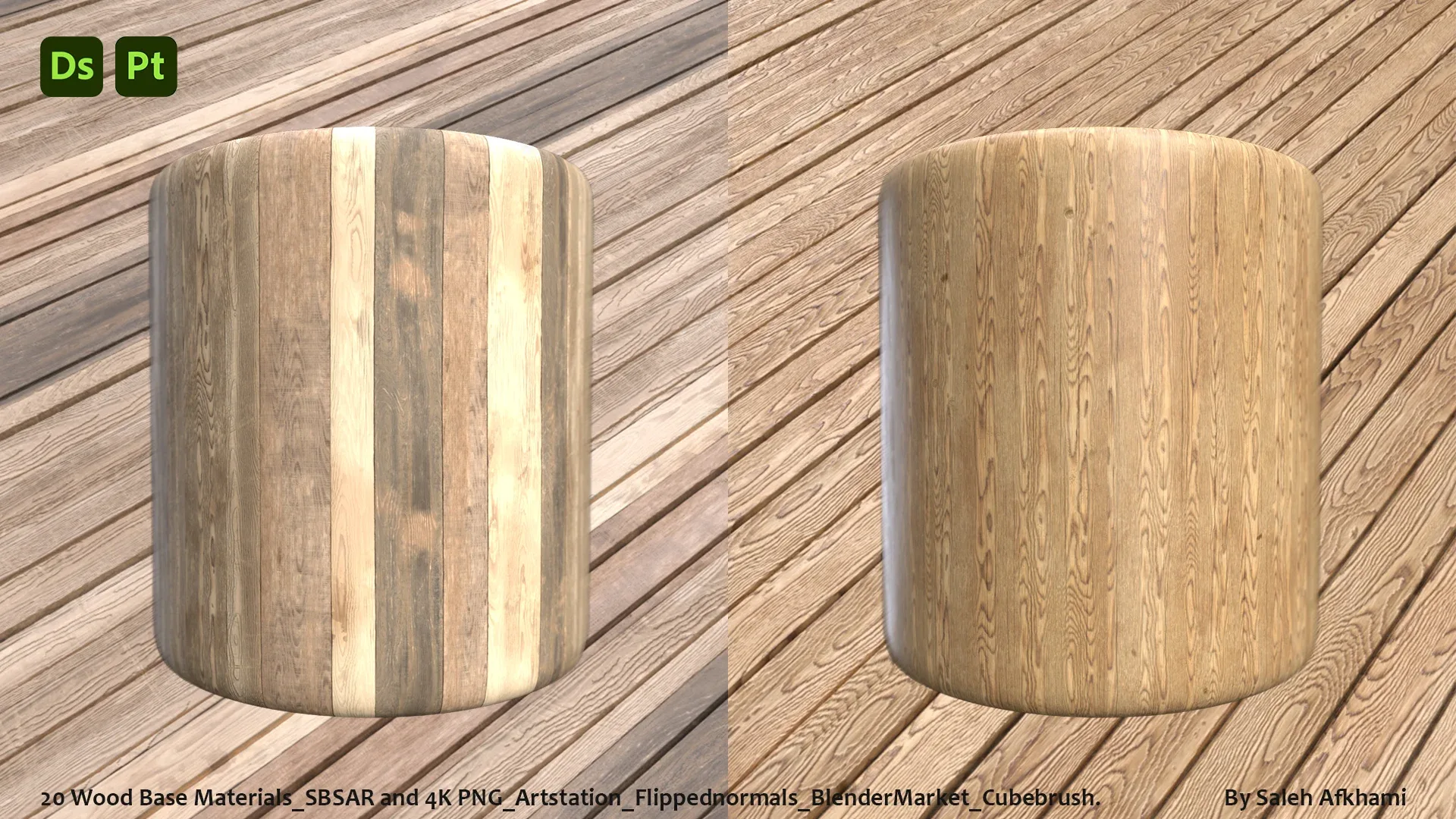 20 Wood Base Materials _ SBSAR + 4K PNG