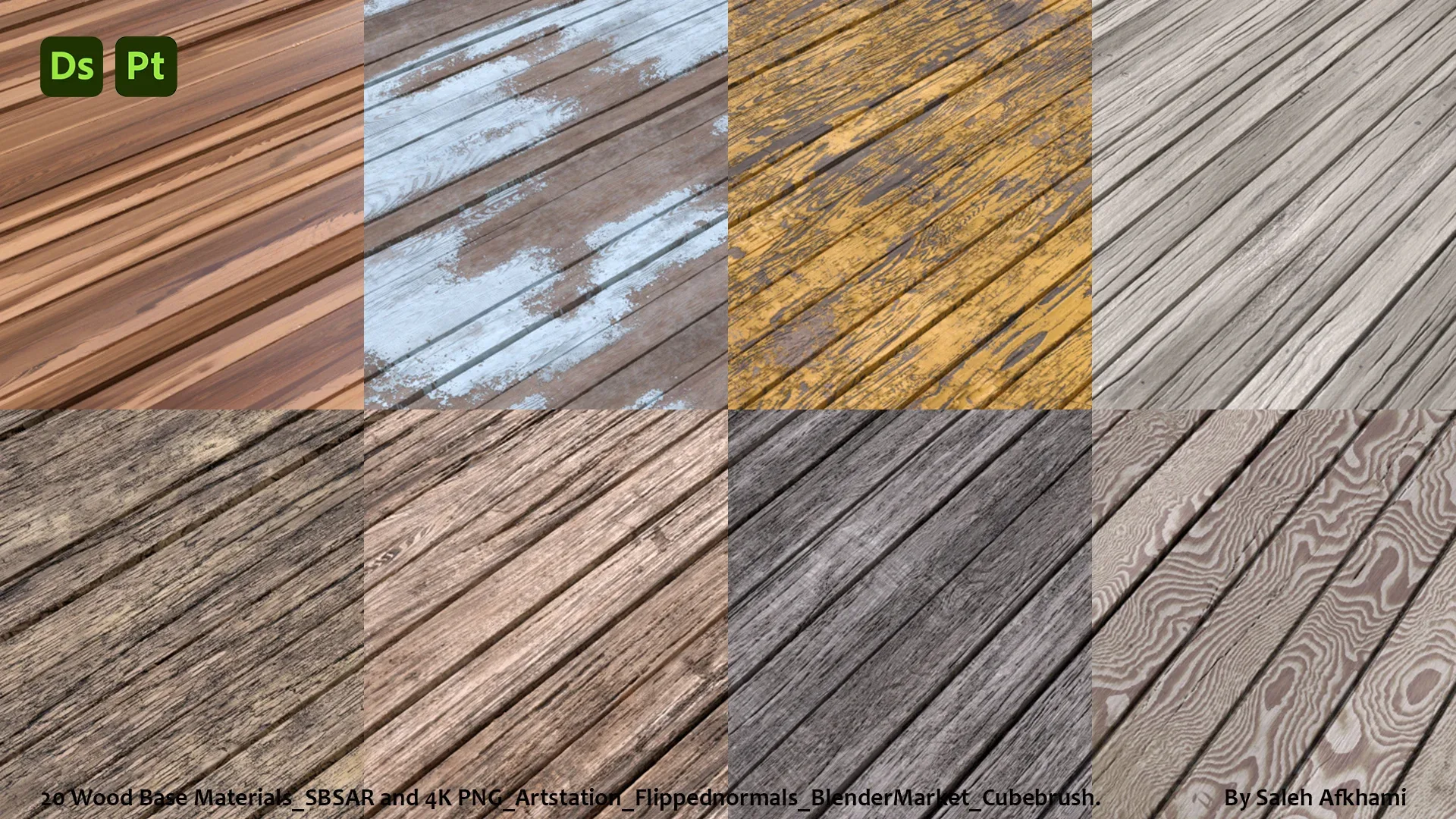 20 Wood Base Materials _ SBSAR + 4K PNG