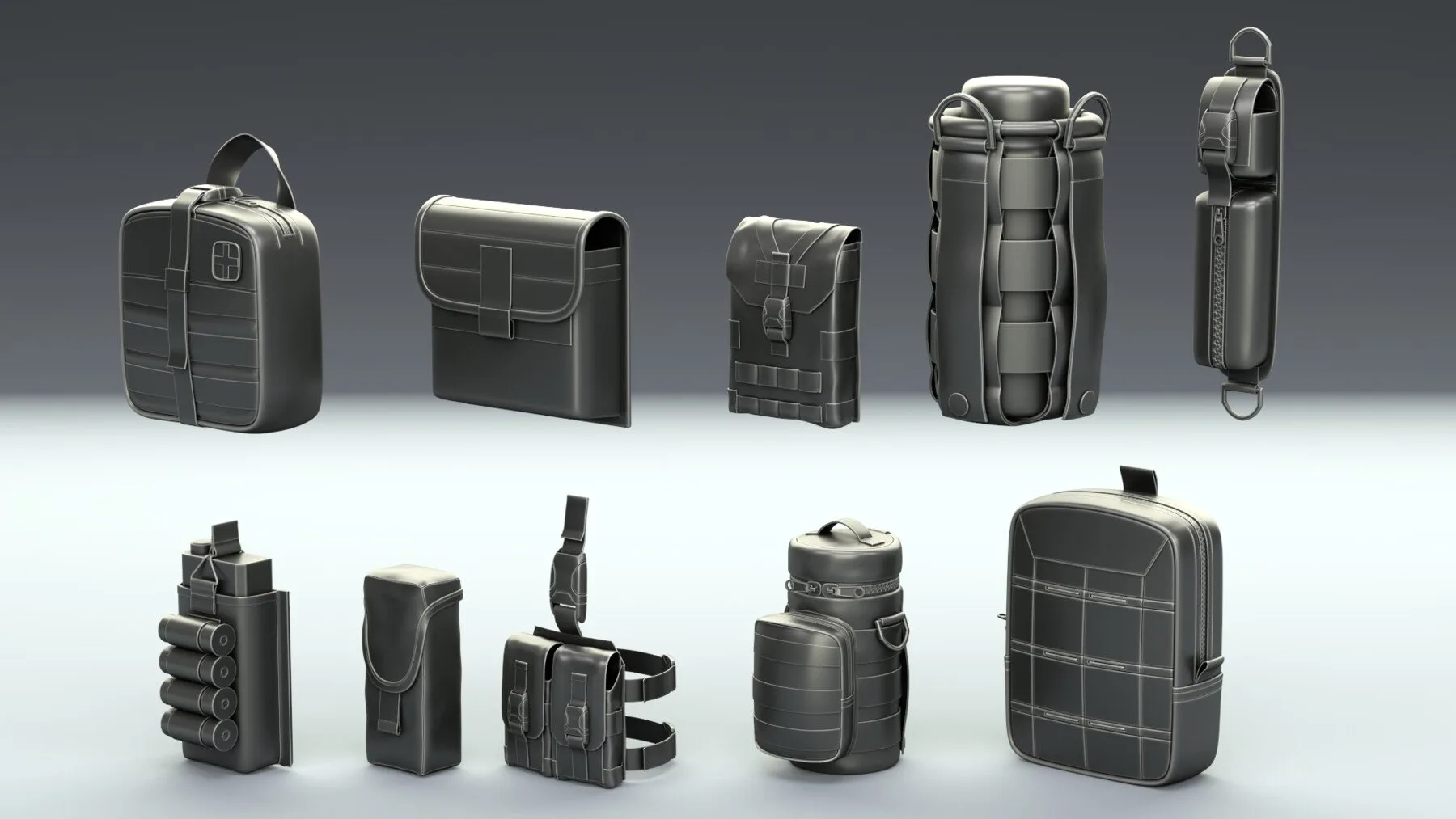 Military Tactical Pouches [Kitbash] [CLEAN TOPOLOGY]