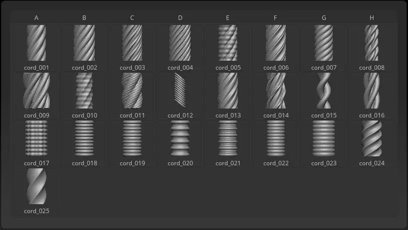 25 hollow cord midlle IMM Brush for Zbrush + 14 cover