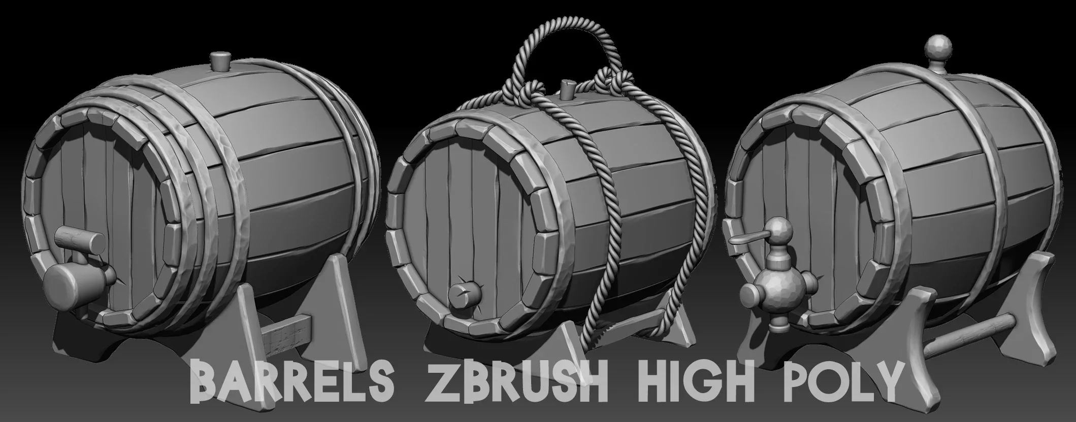 Barrels Zbrush high poly