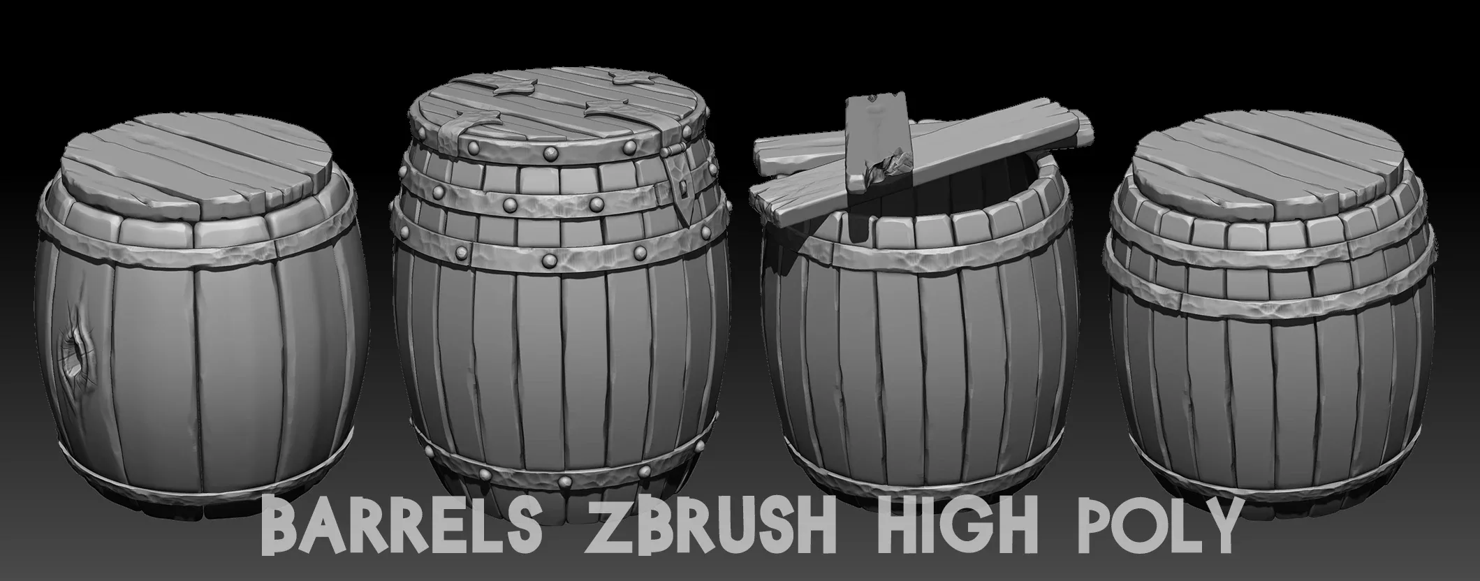 Barrels Zbrush high poly