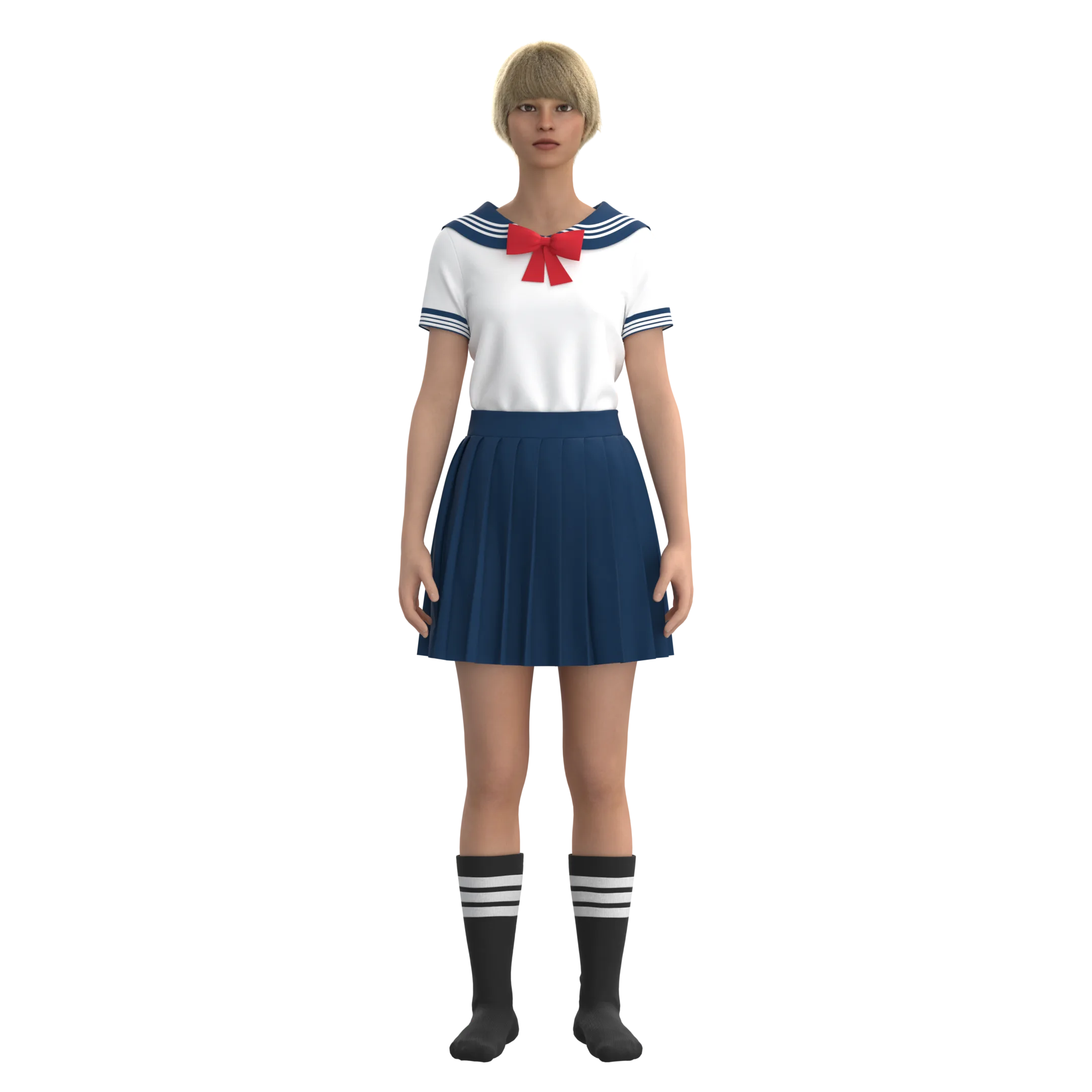 Sailor Uniform School, Marvelous Designer, Clo3d