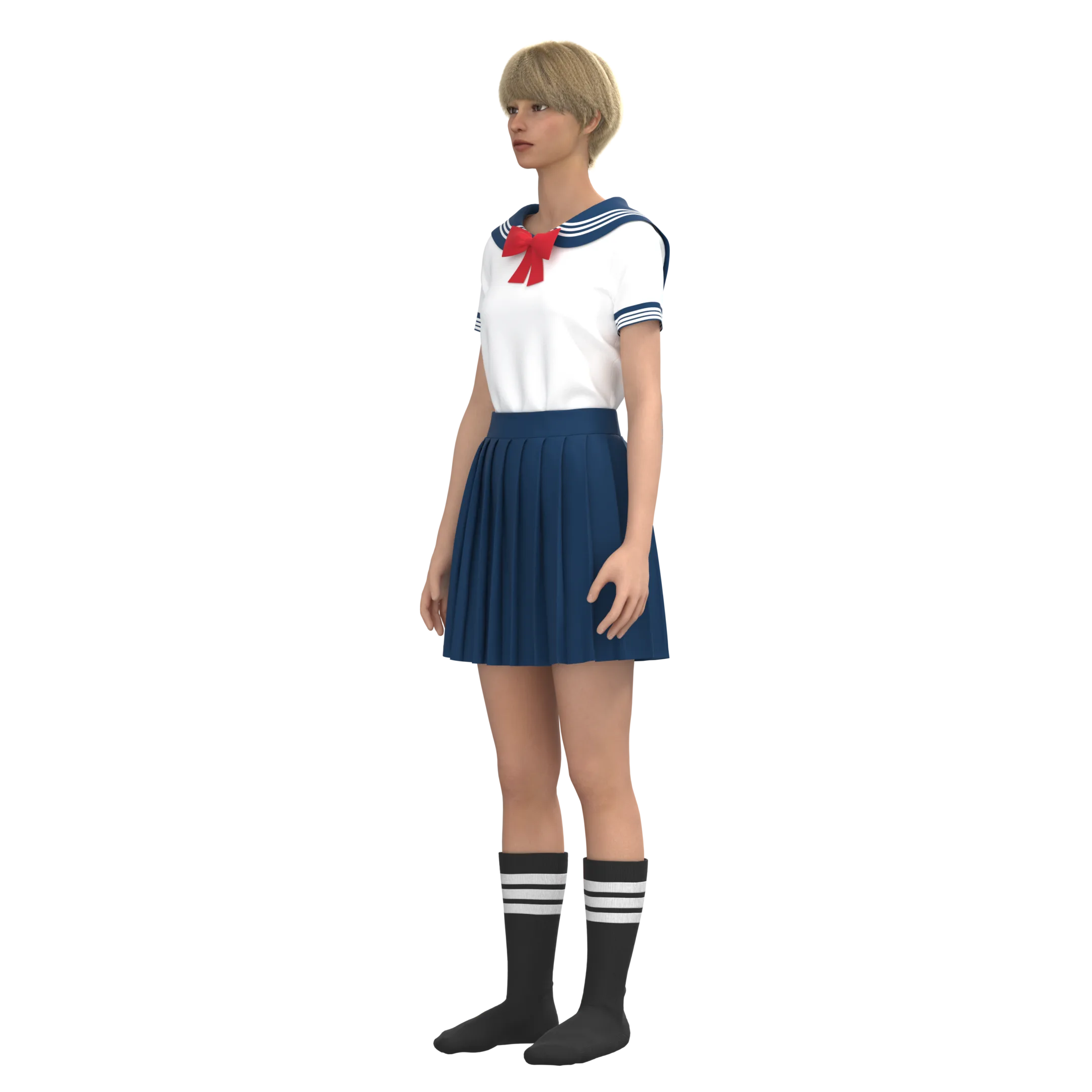 Sailor Uniform School, Marvelous Designer, Clo3d