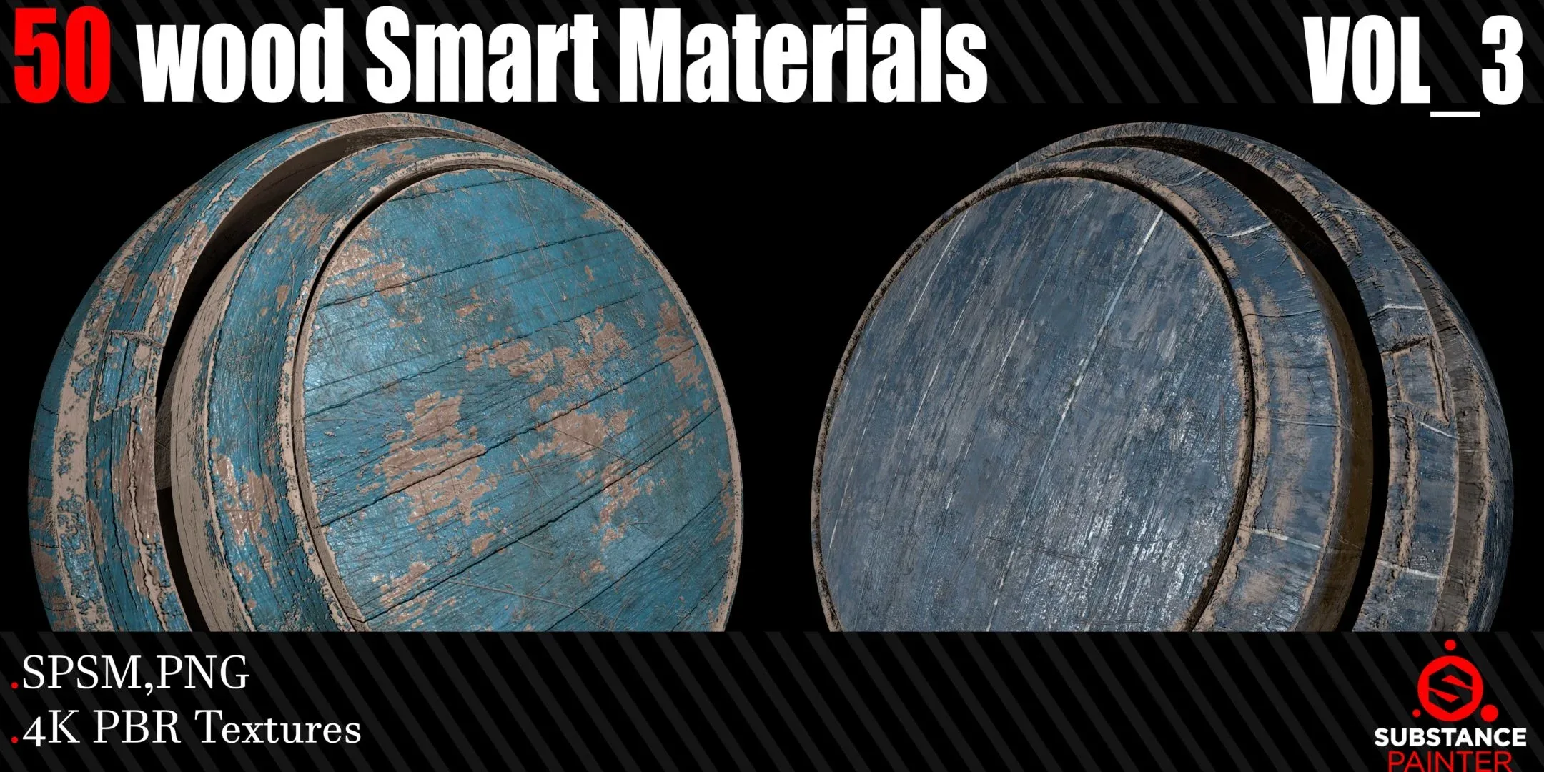 50 Wood Smart Materials + 4K PBR Textures Vol_3