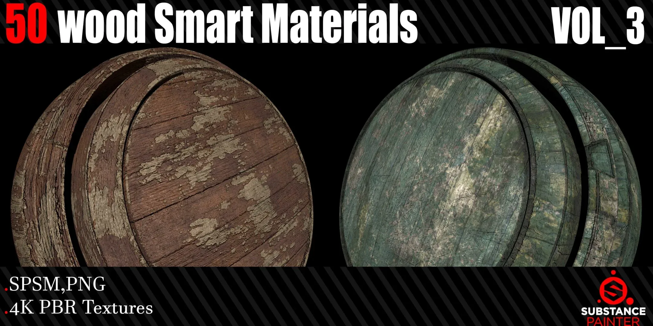 50 Wood Smart Materials + 4K PBR Textures Vol_3