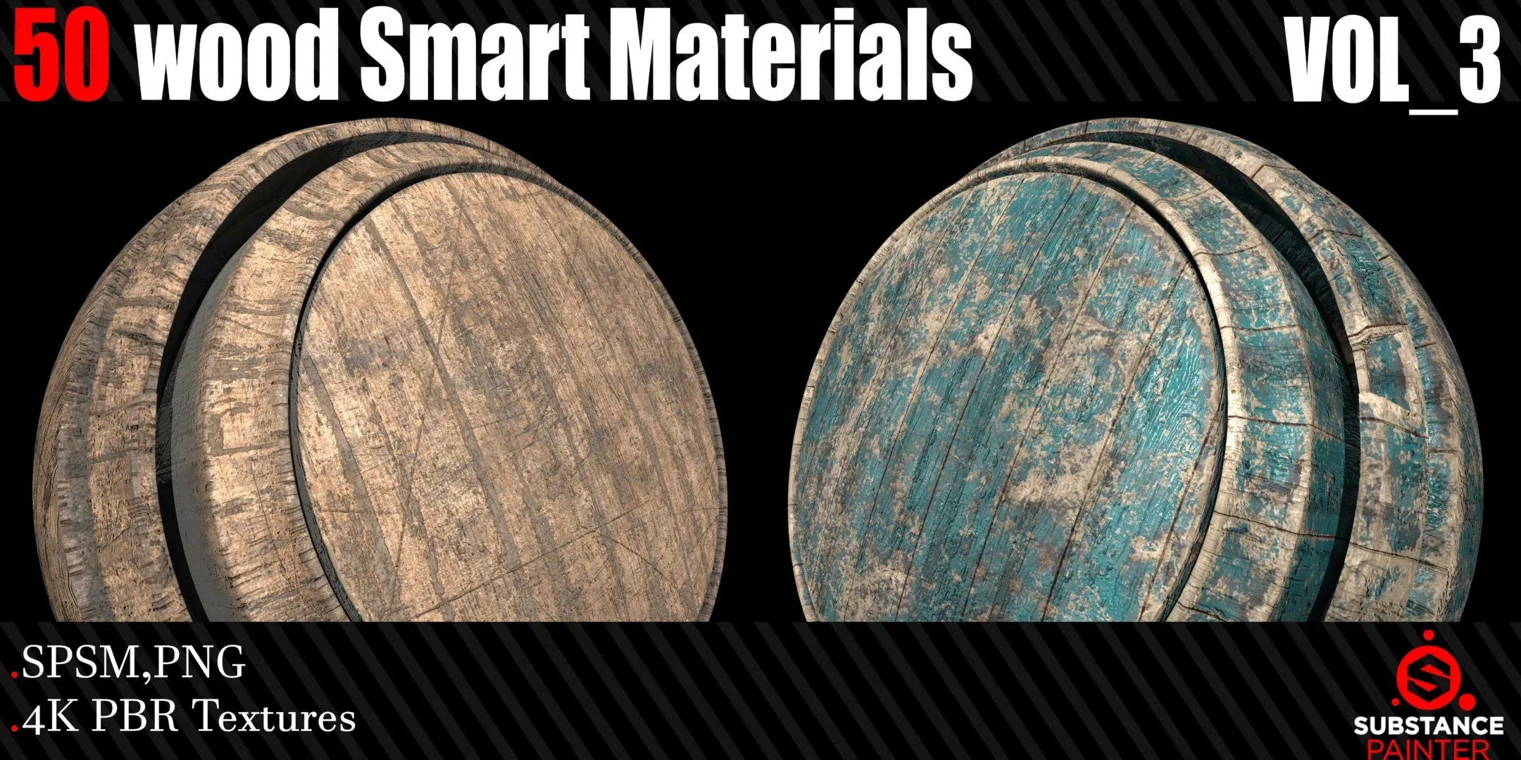 50 Wood Smart Materials + 4K PBR Textures Vol_3