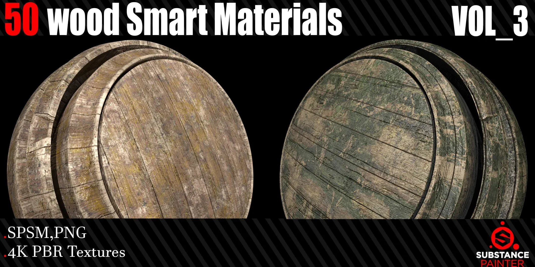 50 Wood Smart Materials + 4K PBR Textures Vol_3