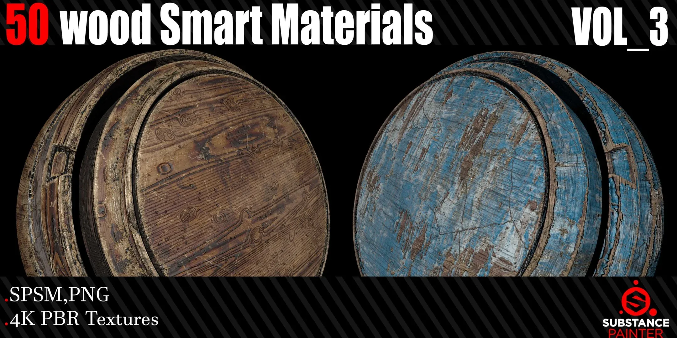 50 Wood Smart Materials + 4K PBR Textures Vol_3