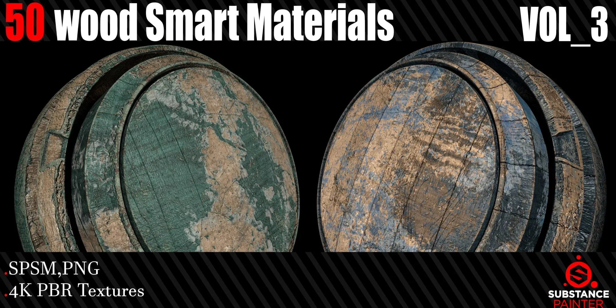 50 Wood Smart Materials + 4K PBR Textures Vol_3