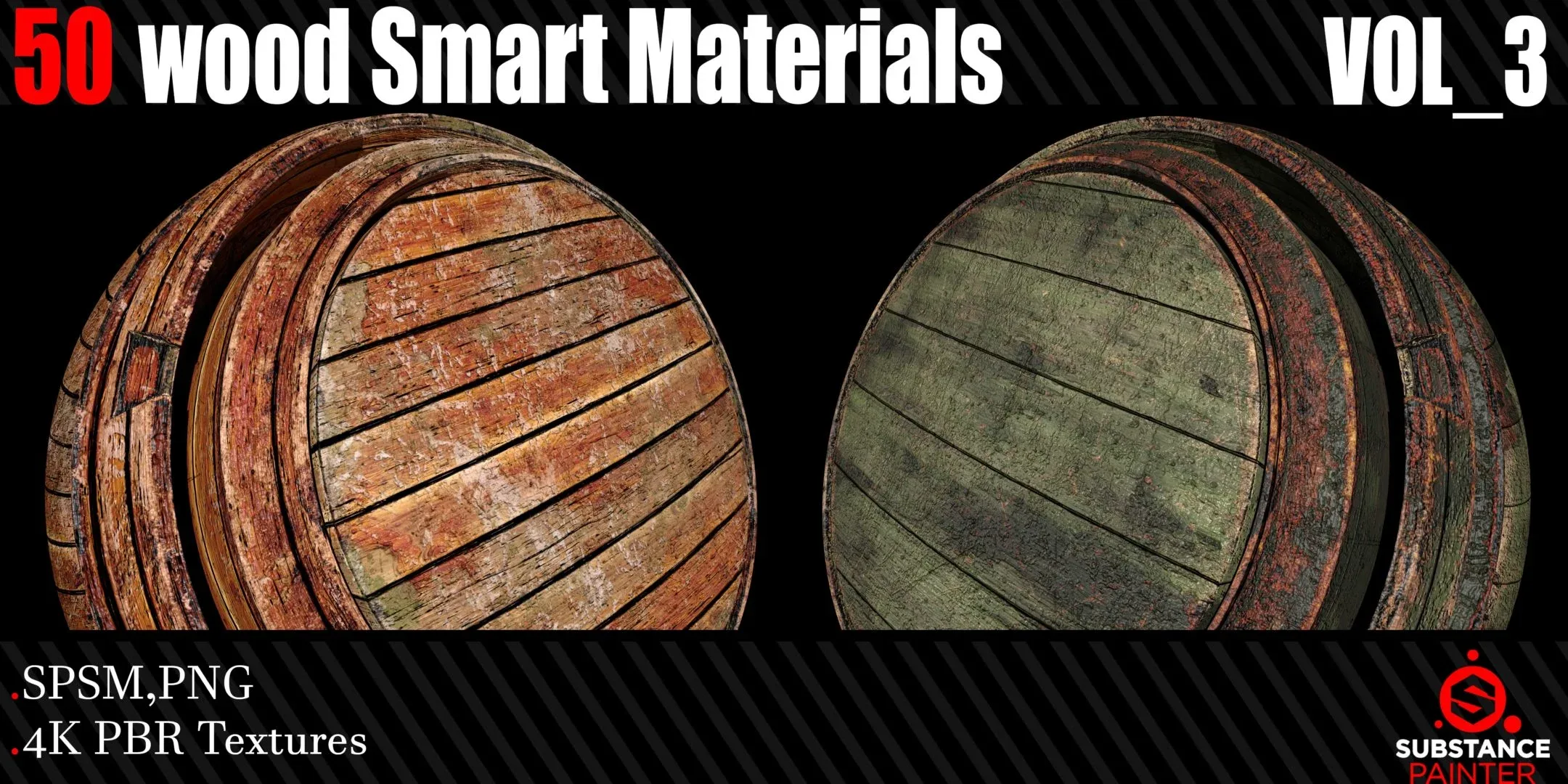 50 Wood Smart Materials + 4K PBR Textures Vol_3