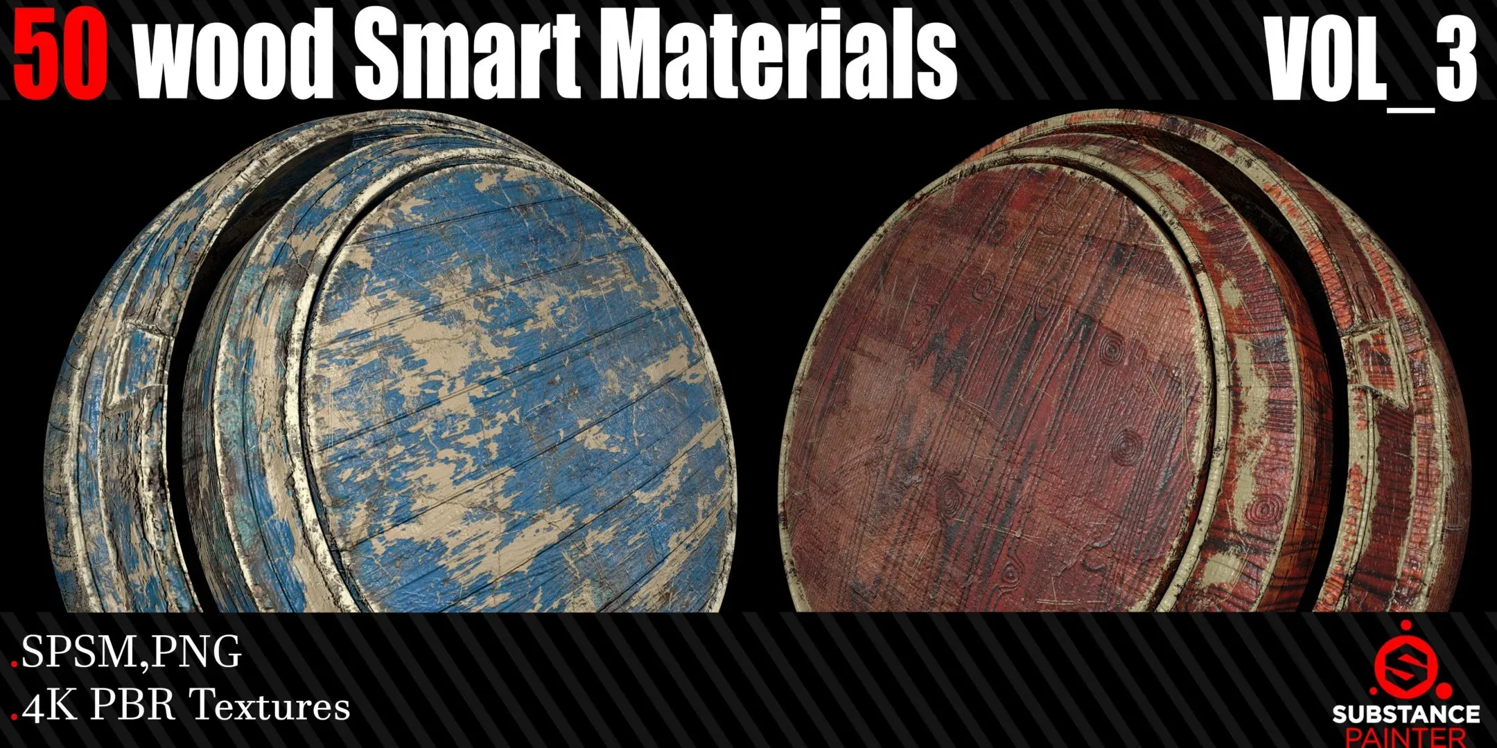 50 Wood Smart Materials + 4K PBR Textures Vol_3