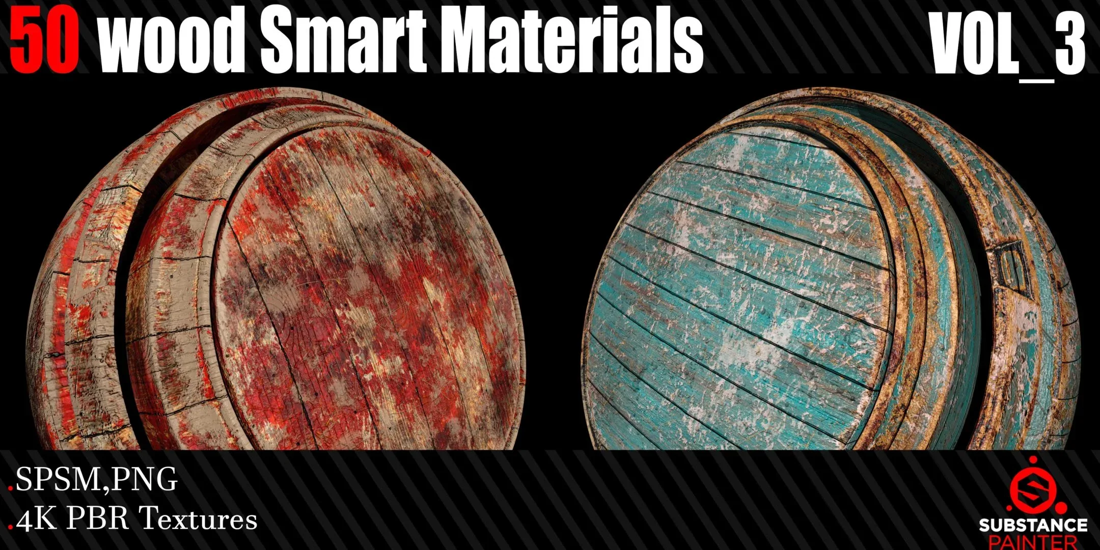 50 Wood Smart Materials + 4K PBR Textures Vol_3