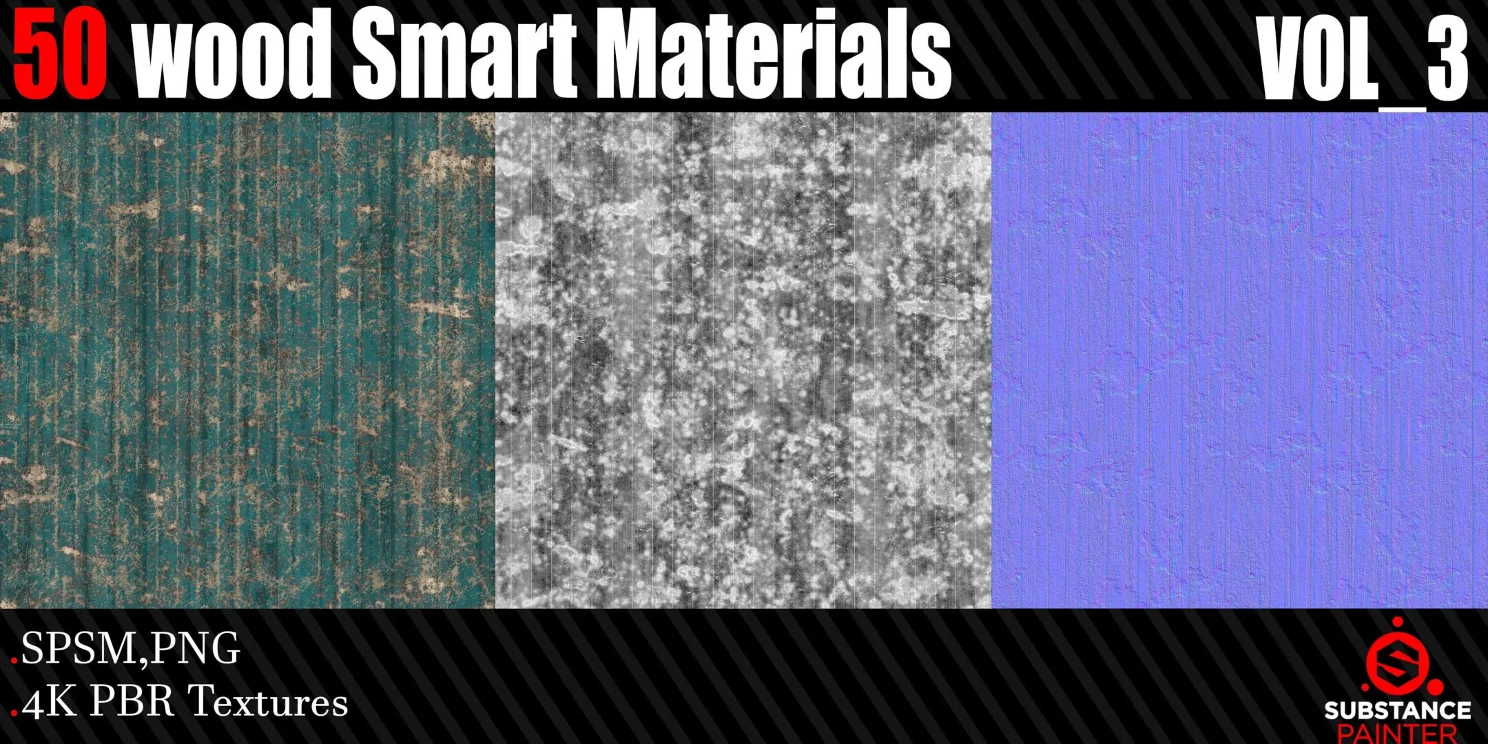 50 Wood Smart Materials + 4K PBR Textures Vol_3