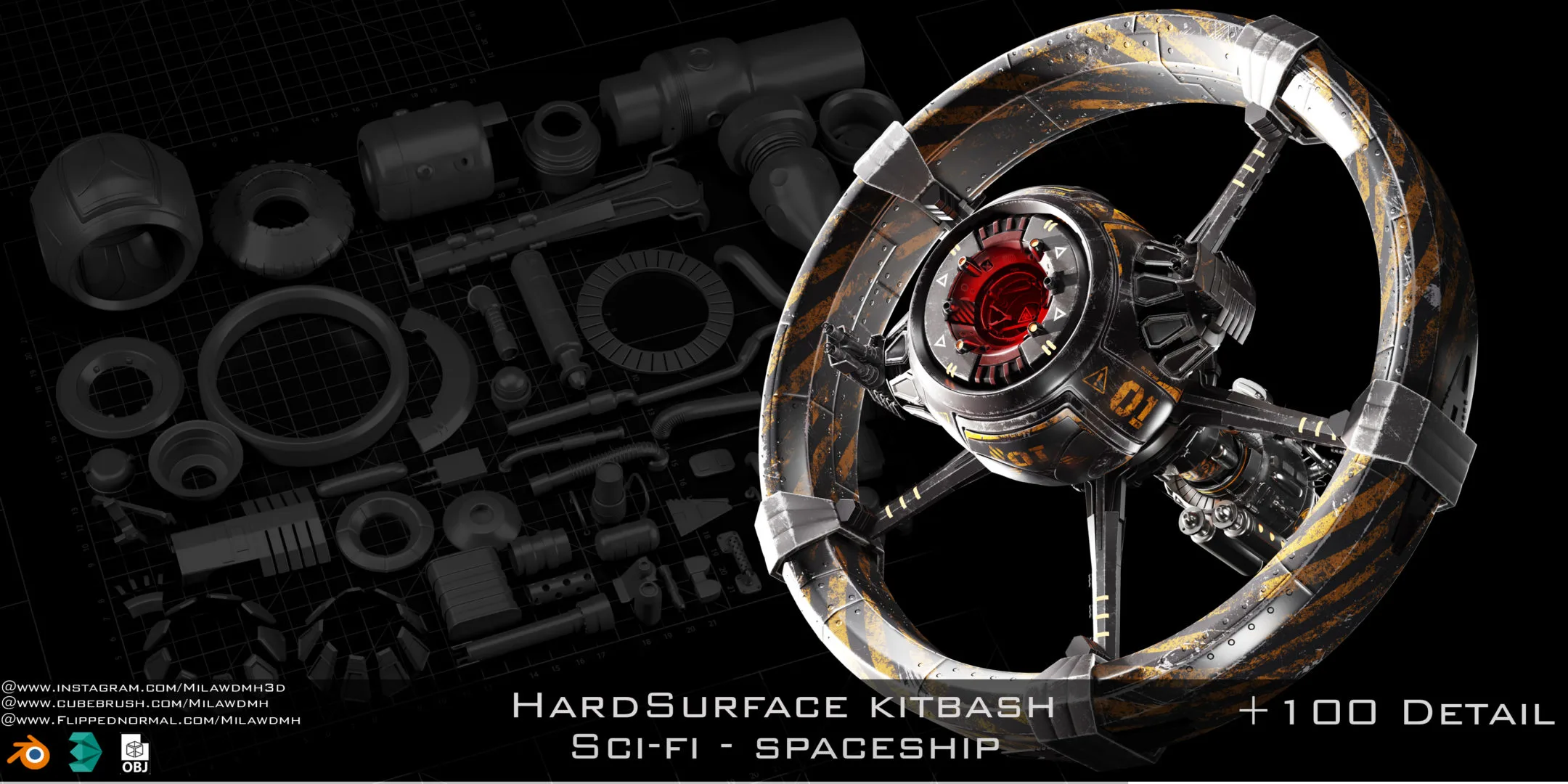 Sci-Fi Spaceship - Hardsurface Kitbash