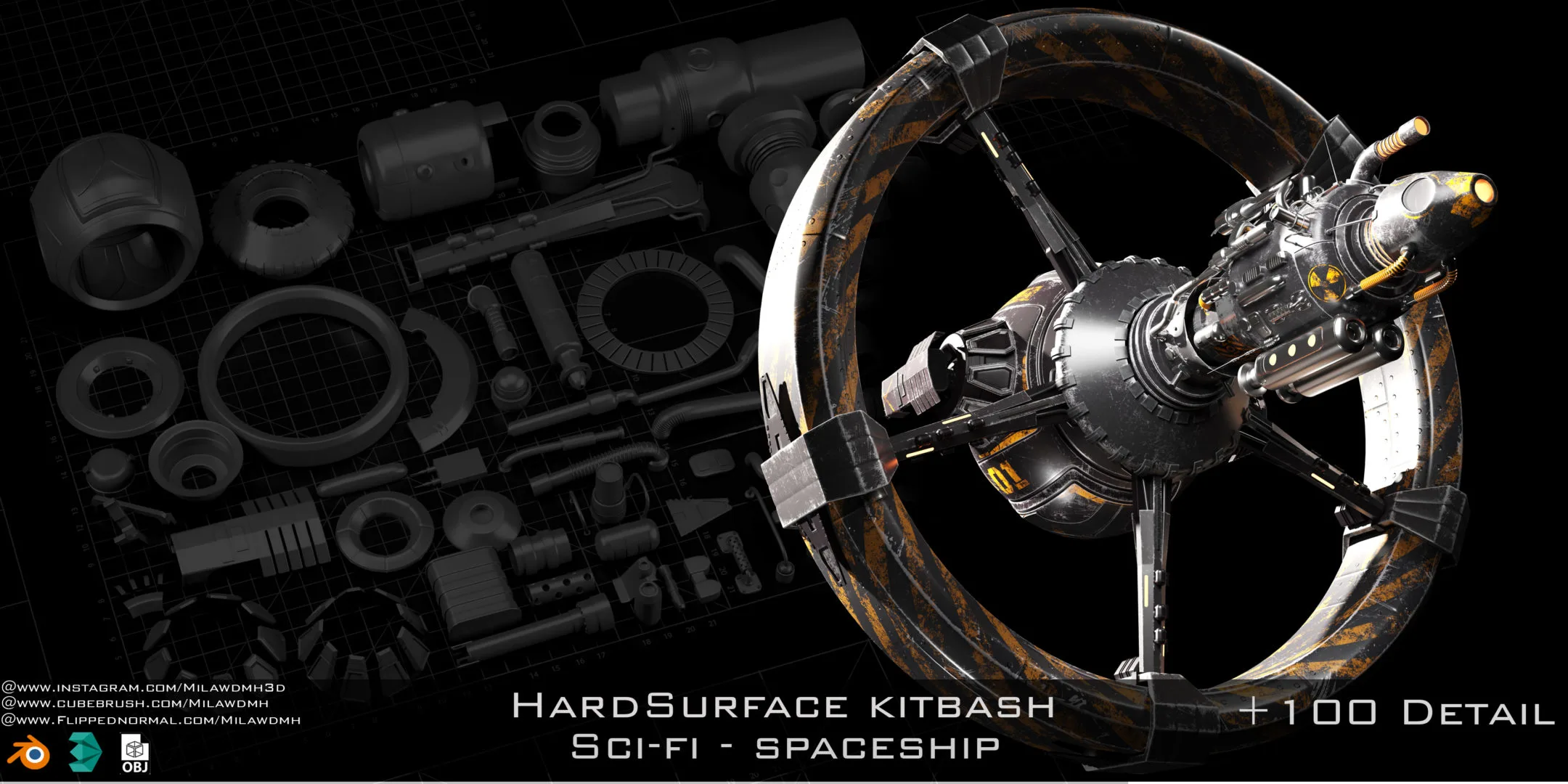 Sci-Fi Spaceship - Hardsurface Kitbash