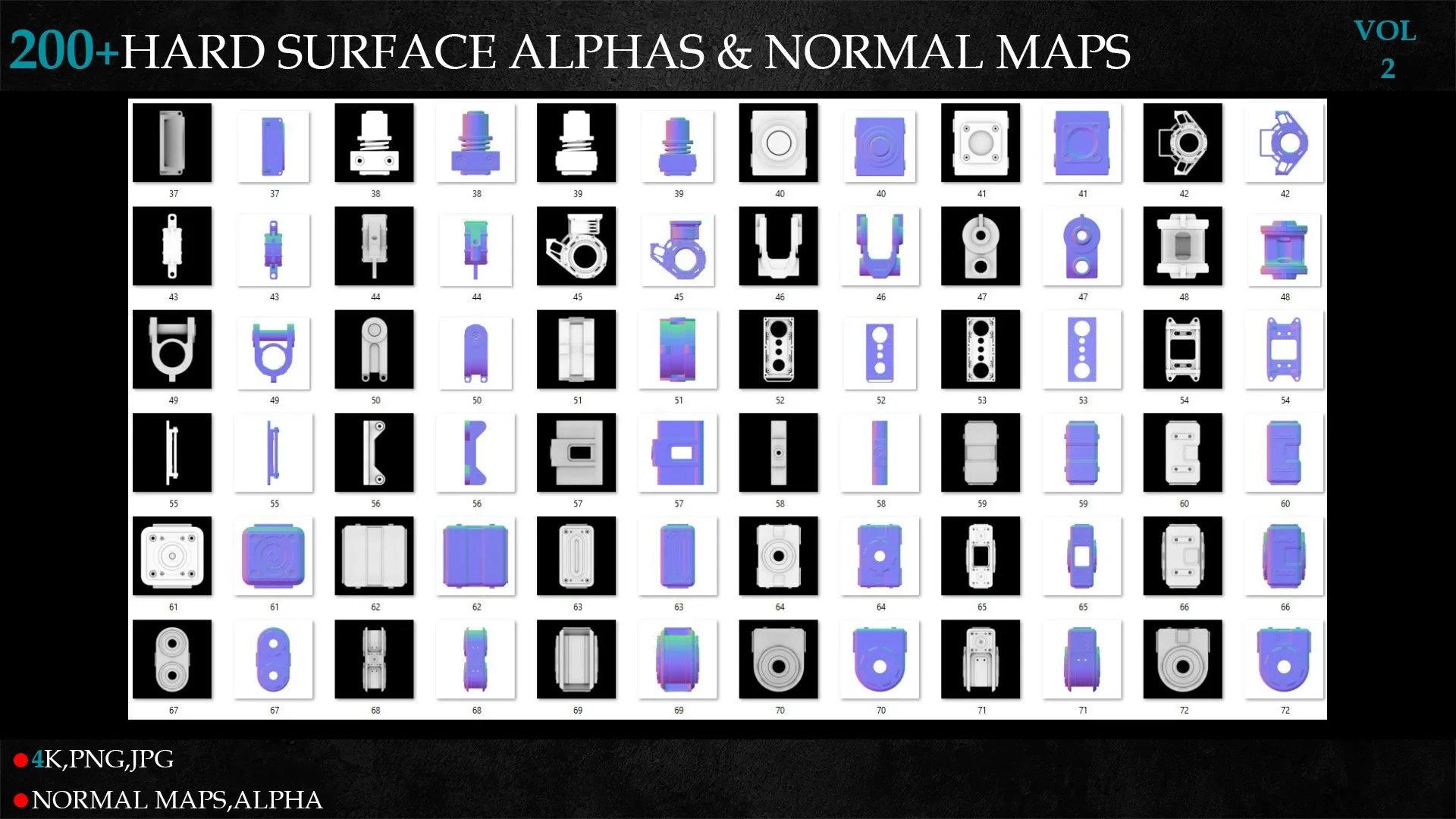 200+HARD SURFACE ALPHAS & NORMAL MAPS-vol 2