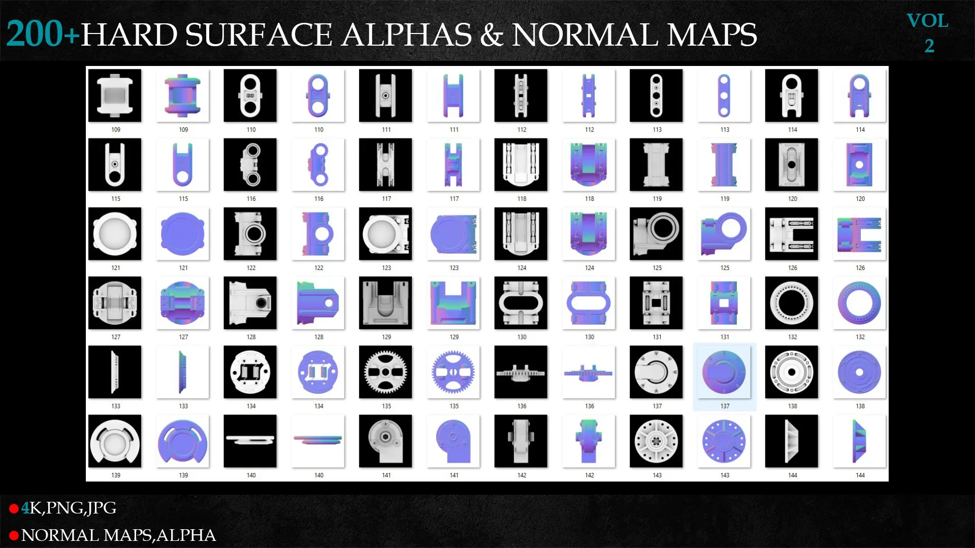 200+HARD SURFACE ALPHAS & NORMAL MAPS-vol 2