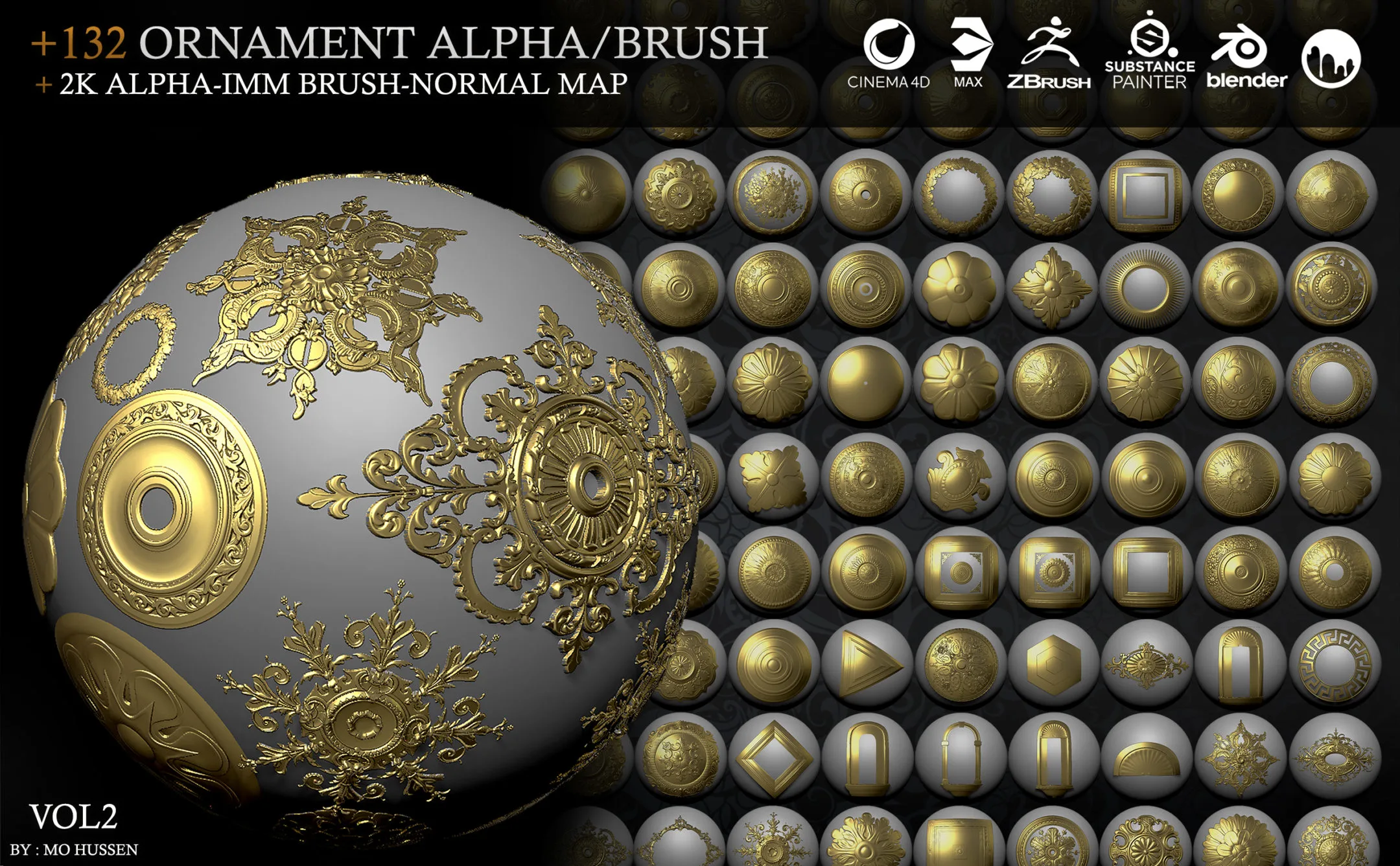 +132 Ornament IMM Brush/Normal/Alphas - Vol.2