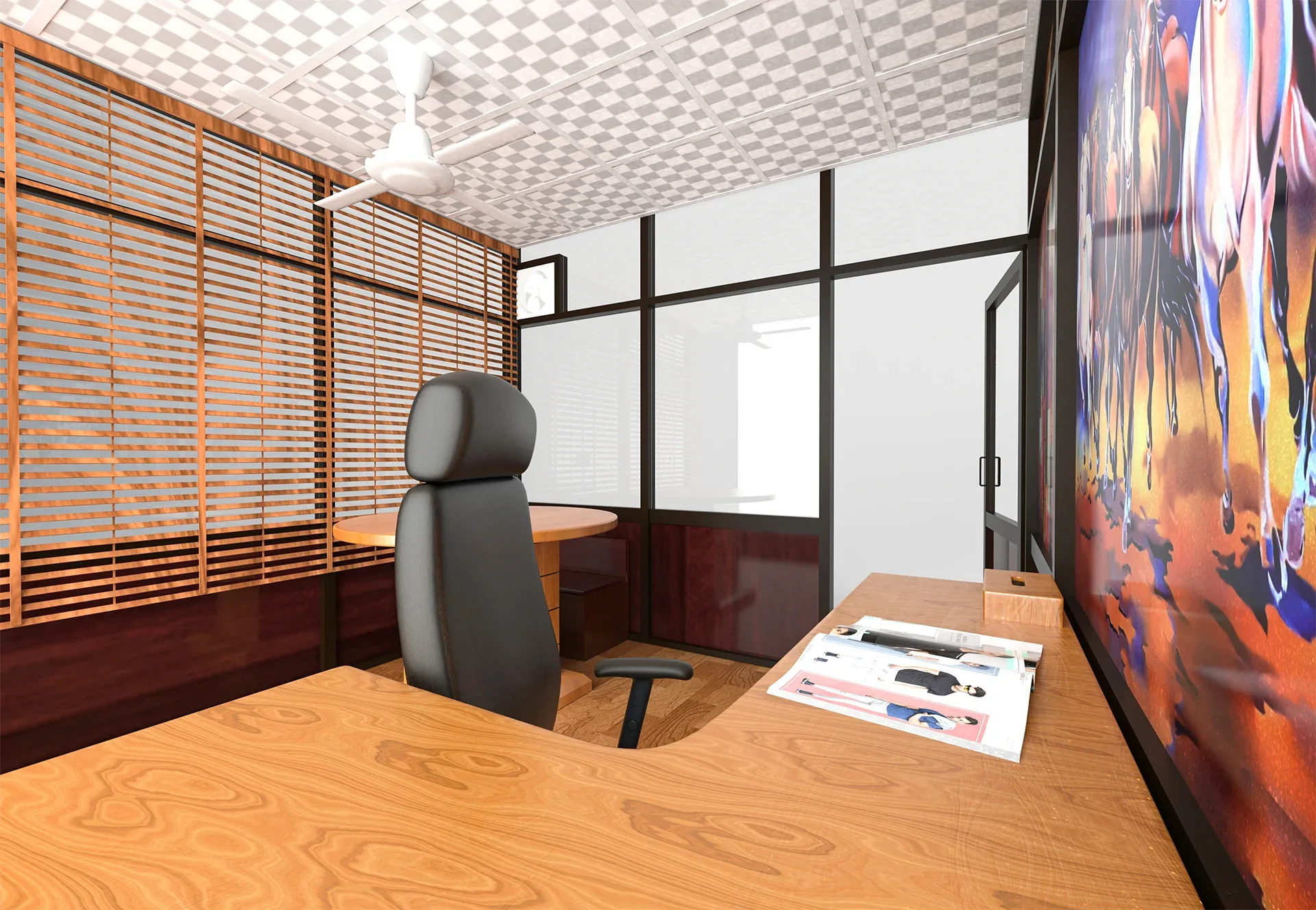 OFFICE CABIN INTERIOR 3D MODEL LOWPOLY