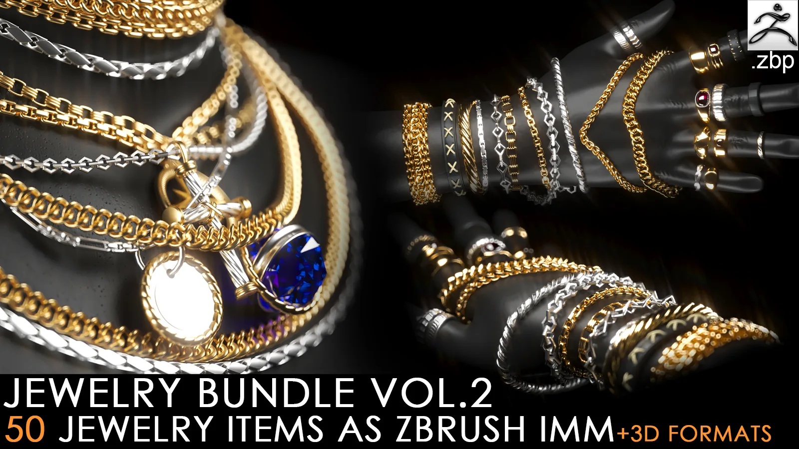 Jewelry imm Brush vol.2 + 3d Print Format (chain, ring, pendant)