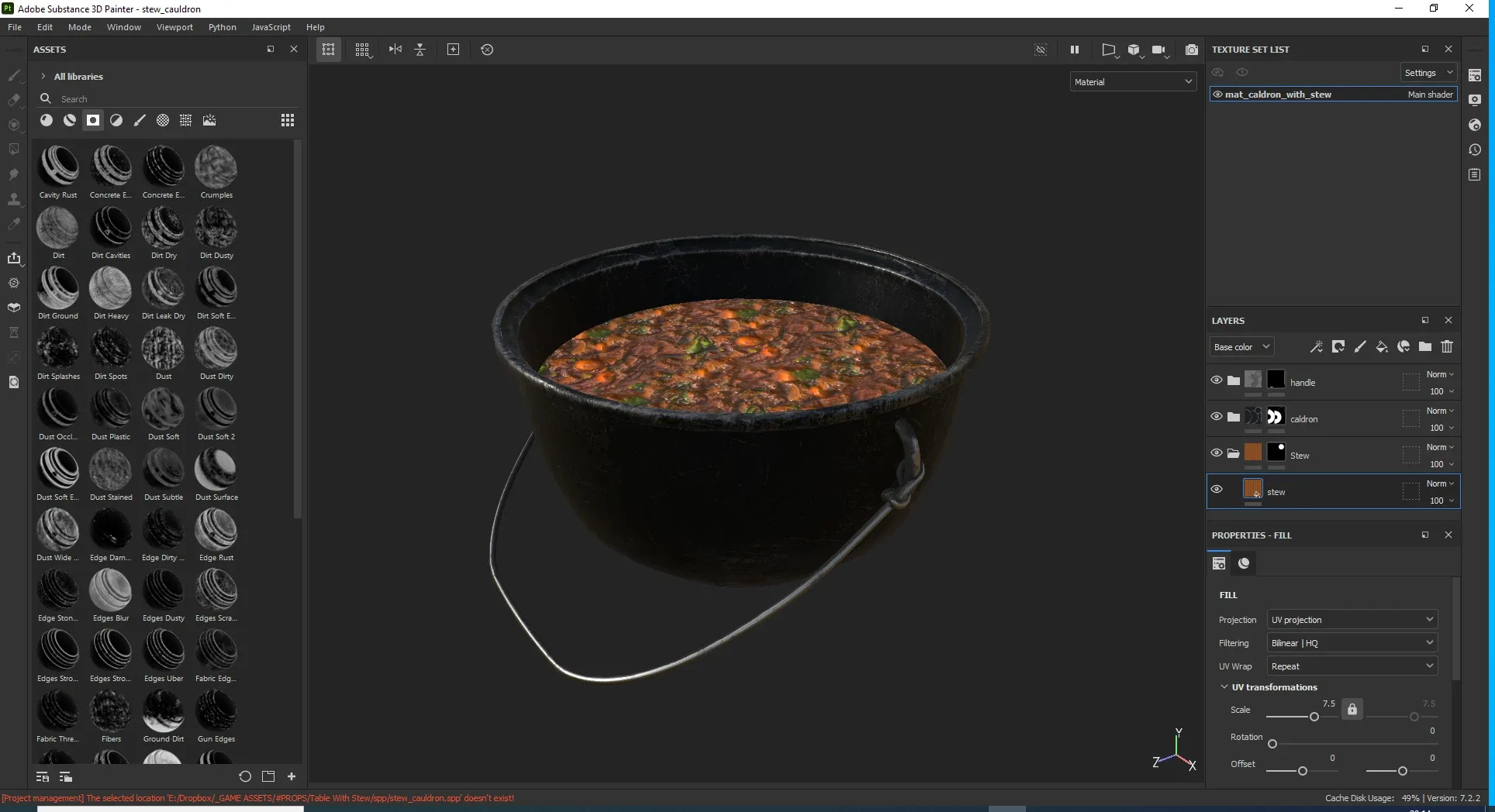 Old Cauldron With Stew Game Ready