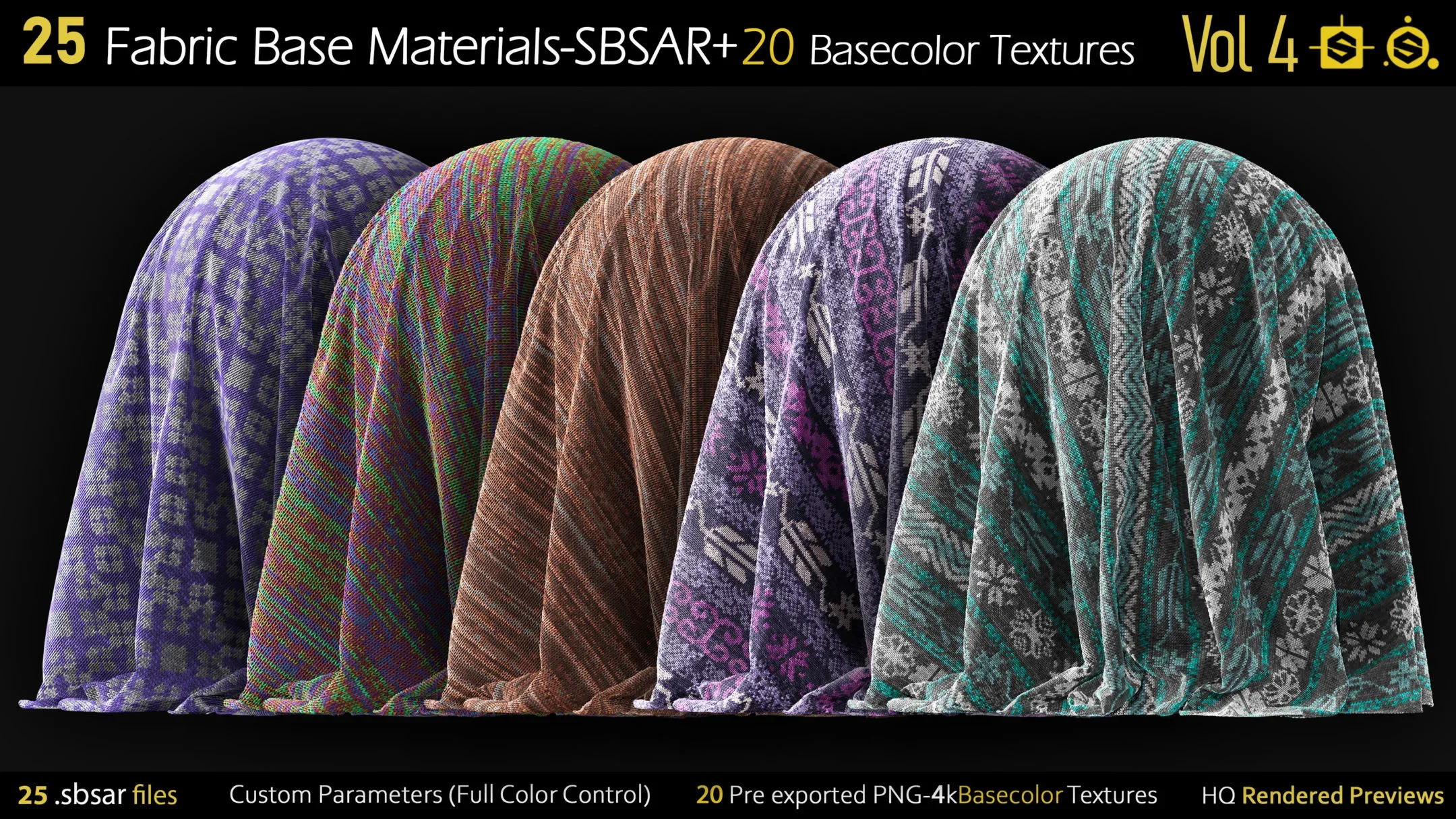 25 Fabric Materials-sbsar+20 Basecolor Textures