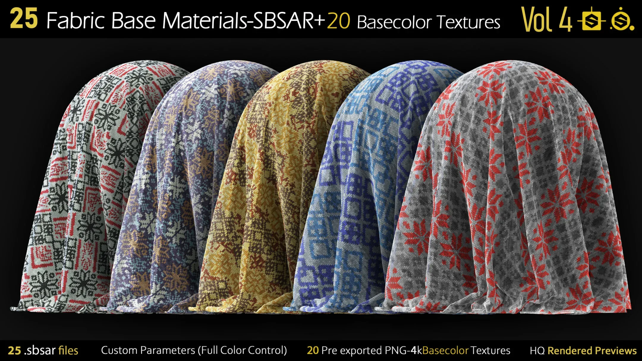 25 Fabric Materials-sbsar+20 Basecolor Textures