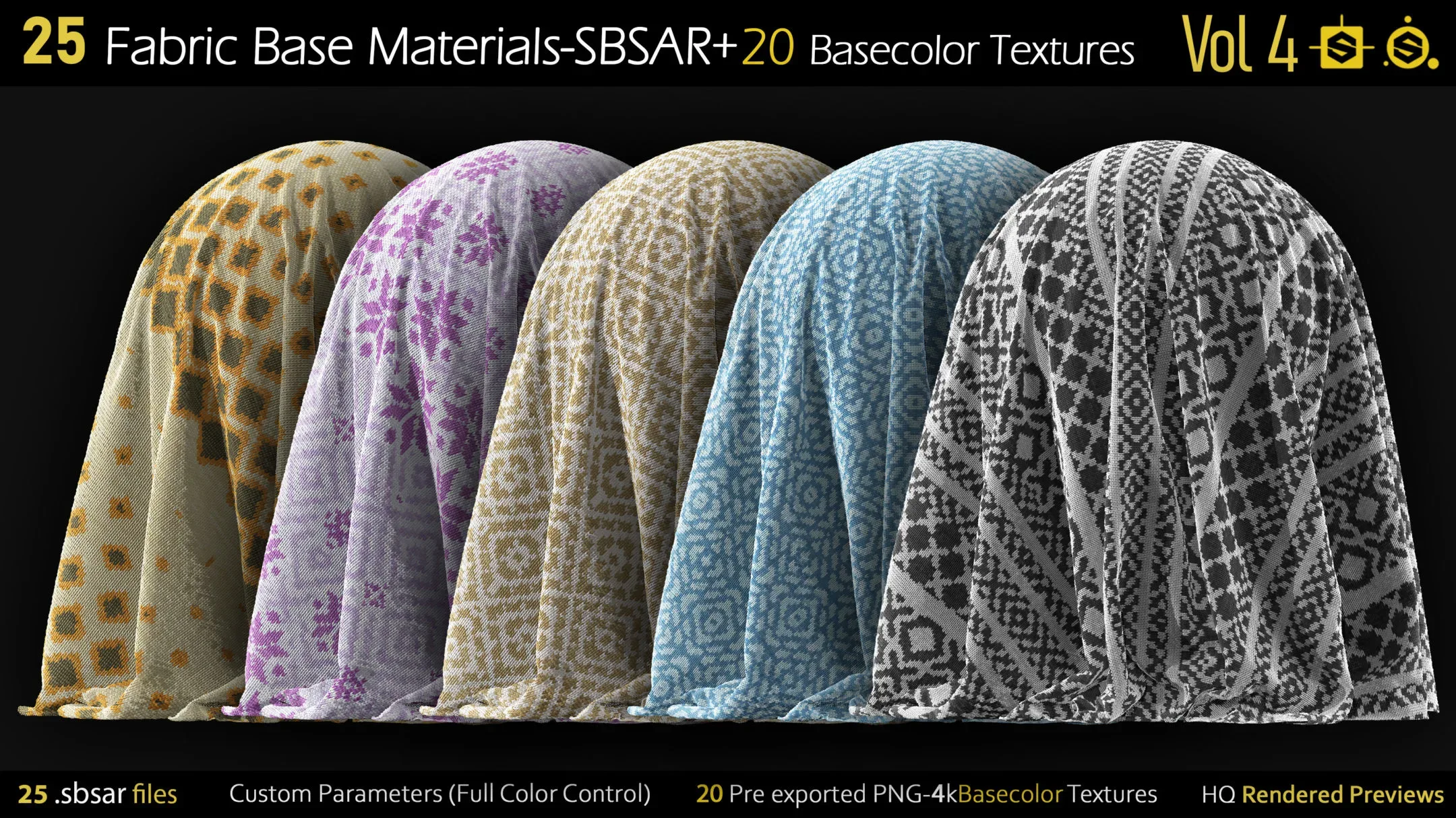 25 Fabric Materials-sbsar+20 Basecolor Textures