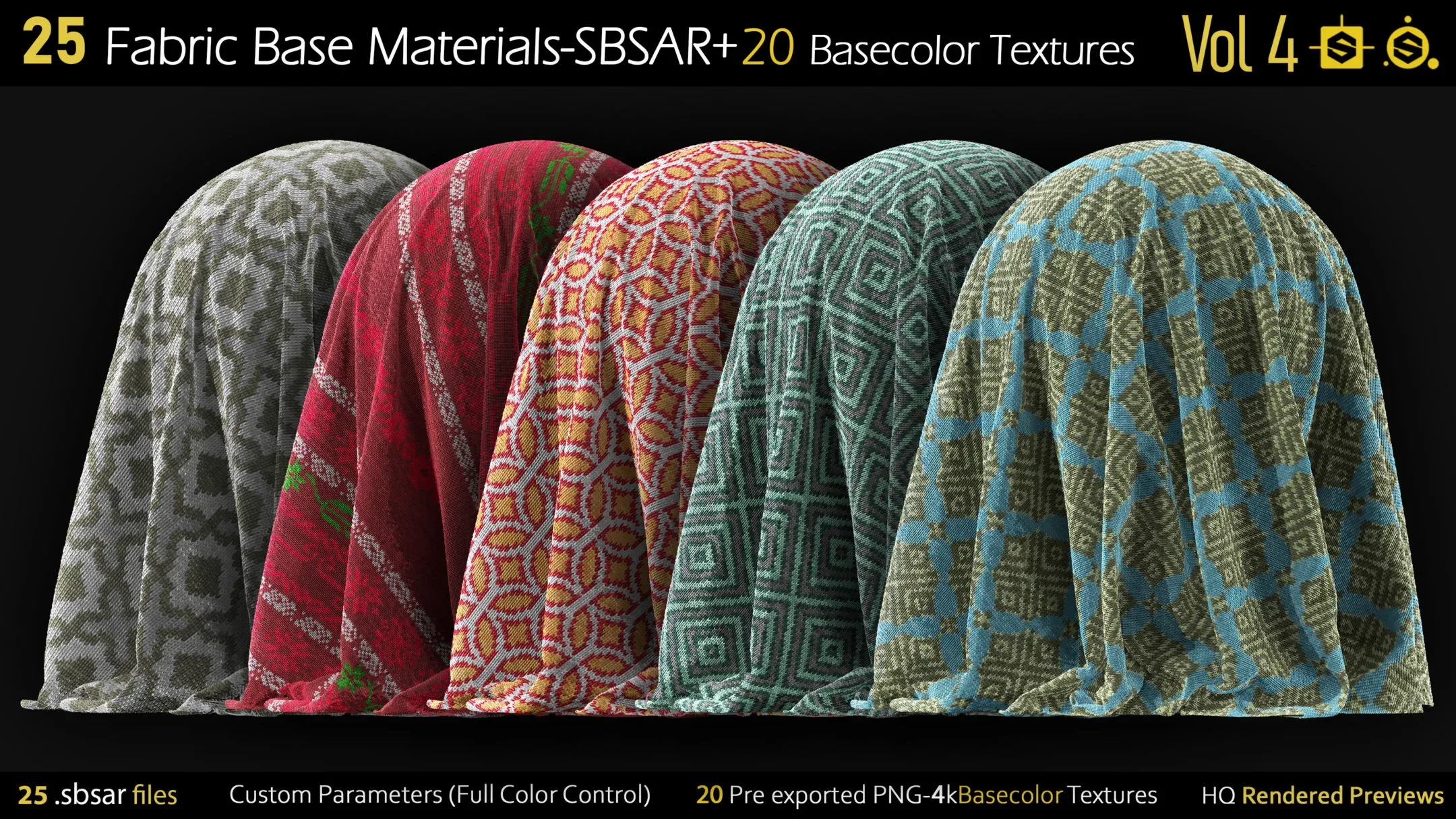 25 Fabric Materials-sbsar+20 Basecolor Textures