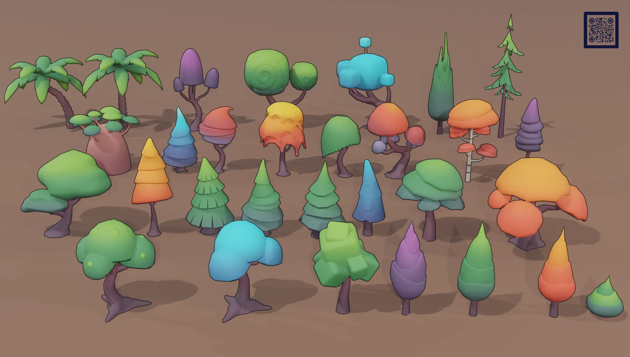 Stylized Low Poly Trees Pack 01