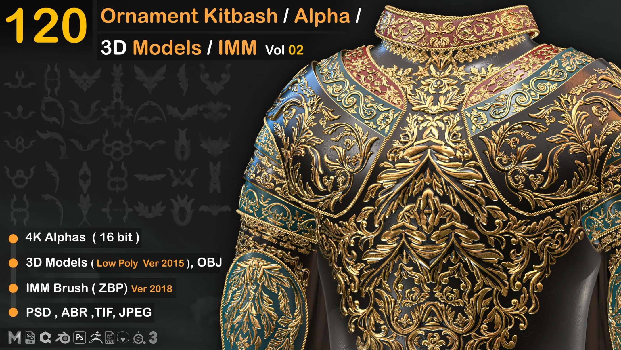 120 Ornament Kitbash / Alpha / 3D Models / IMM vol 02