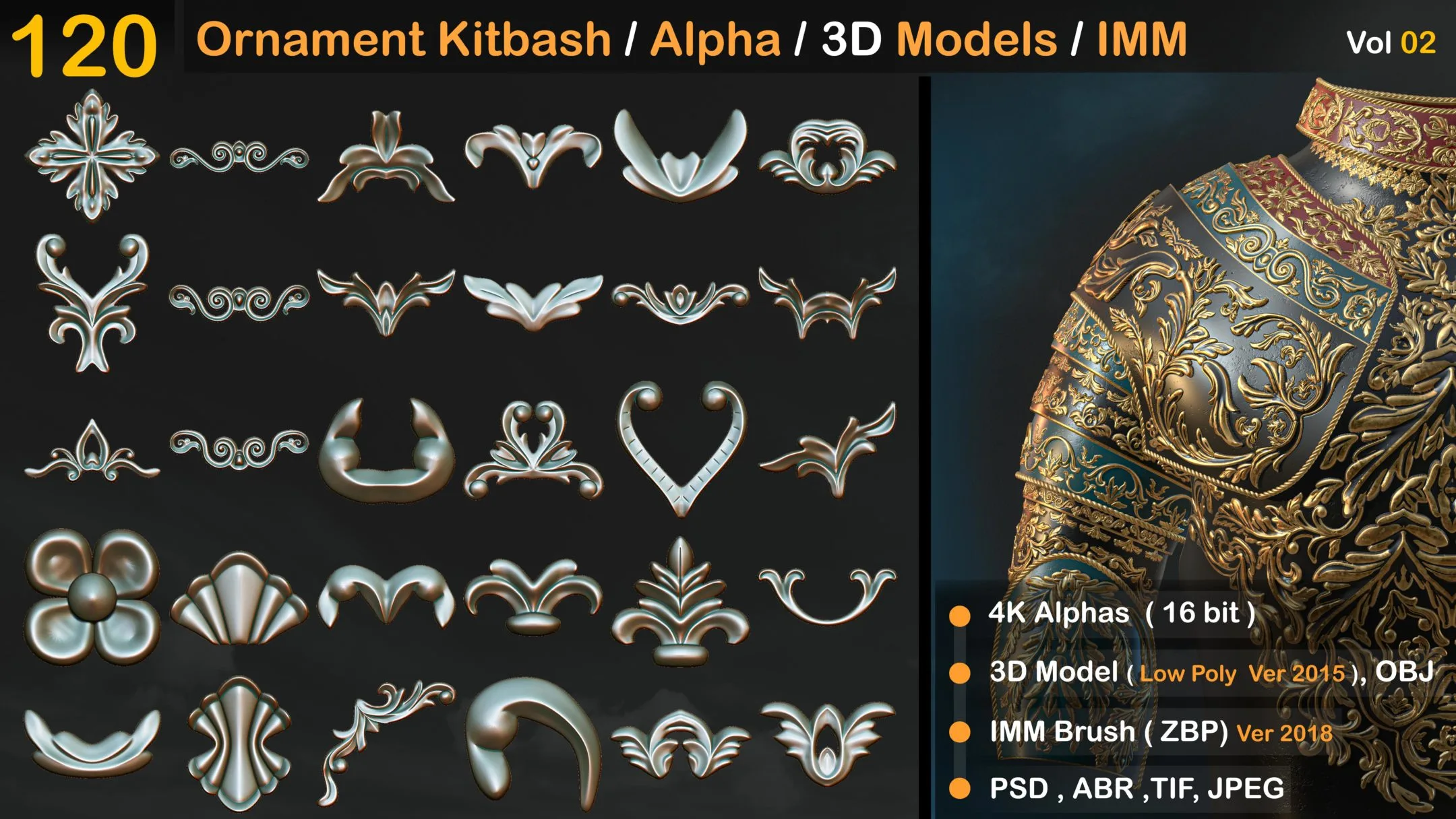 120 Ornament Kitbash / Alpha / 3D Models / IMM vol 02