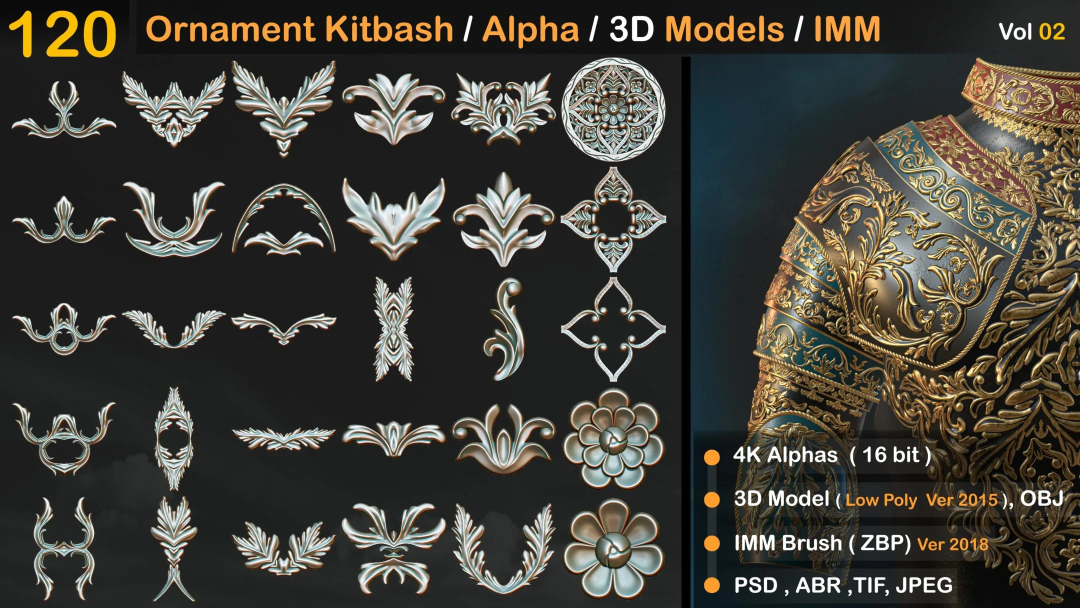 120 Ornament Kitbash / Alpha / 3D Models / IMM vol 02