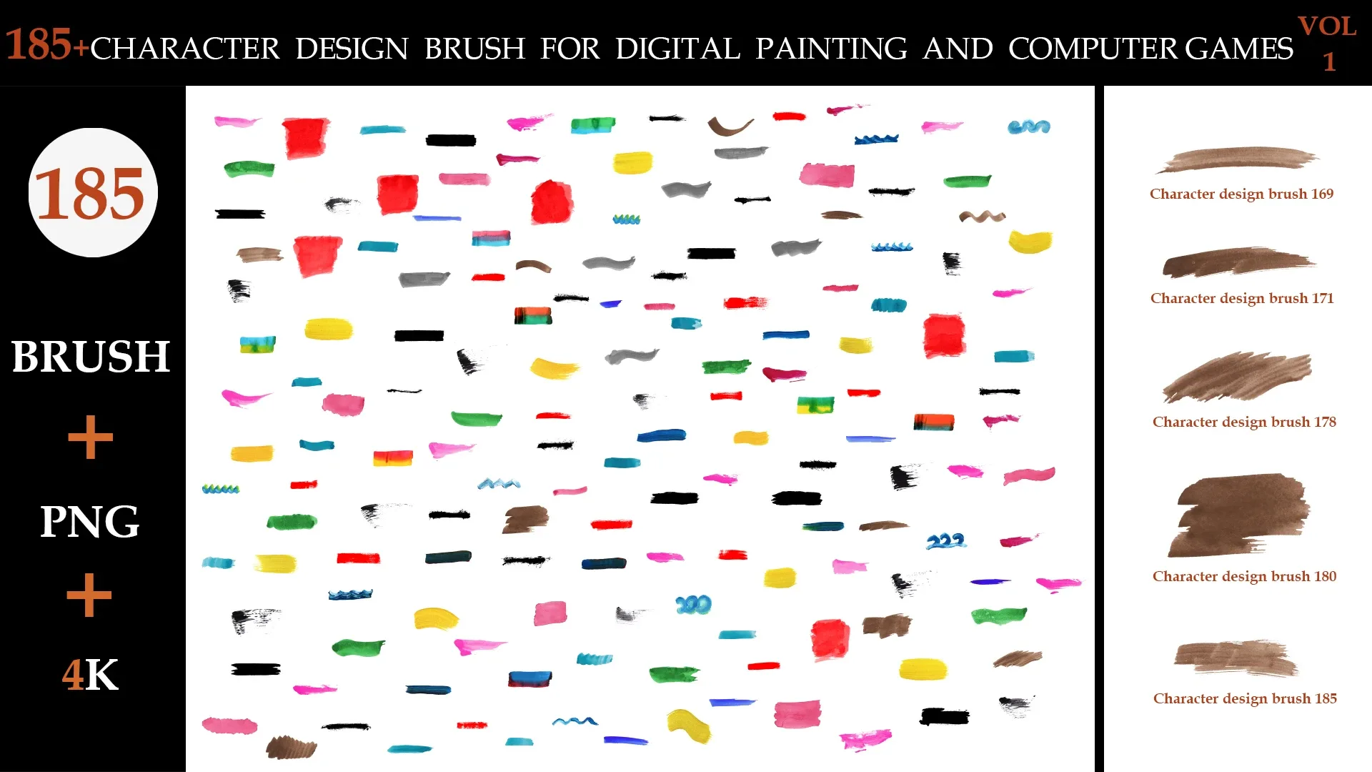 185+CHARACTER DESIGN BRUSH FOR DIGITAL PAINTING AND COMPUTER GAMES VOL:1