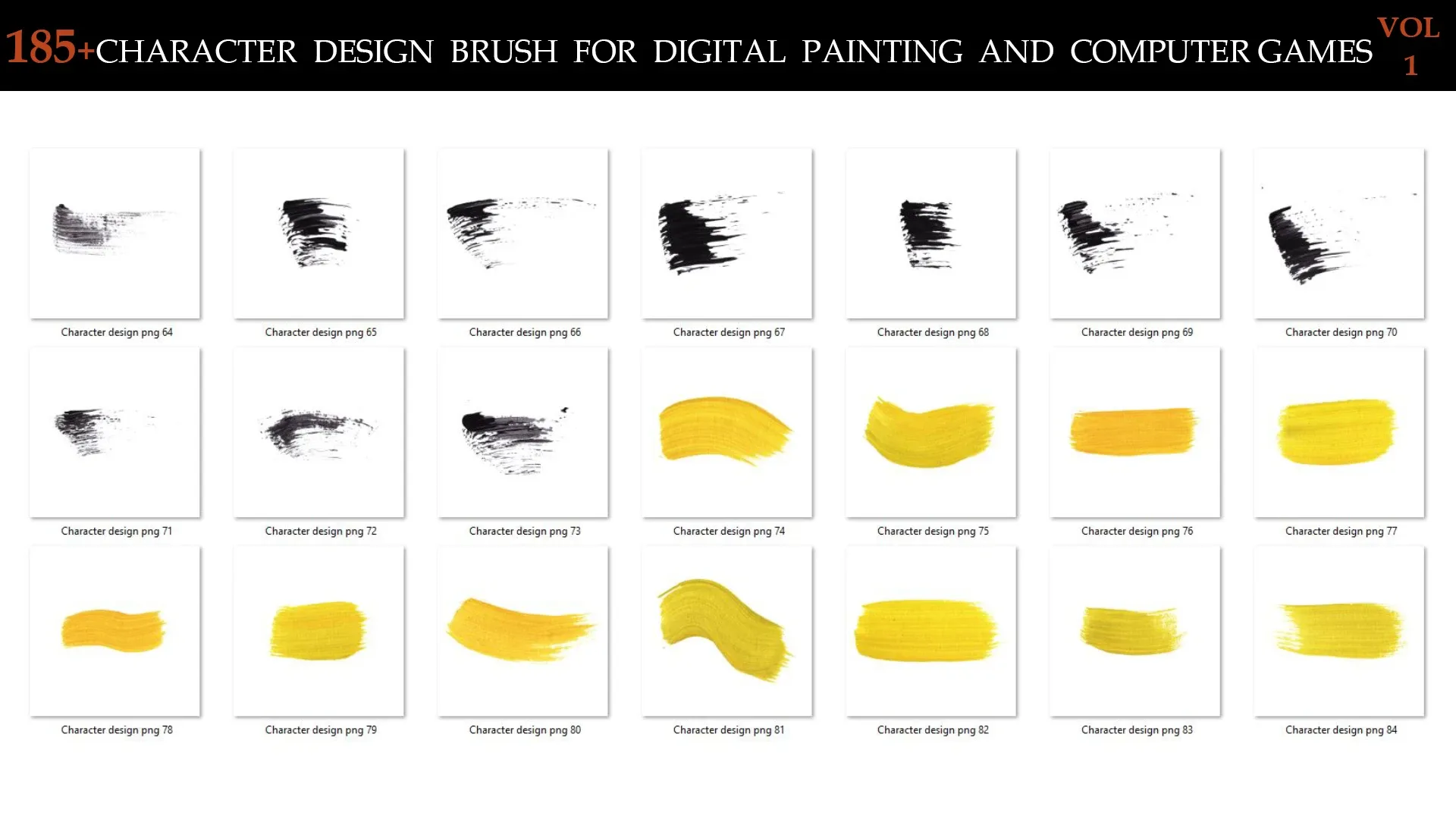 185+CHARACTER DESIGN BRUSH FOR DIGITAL PAINTING AND COMPUTER GAMES VOL:1