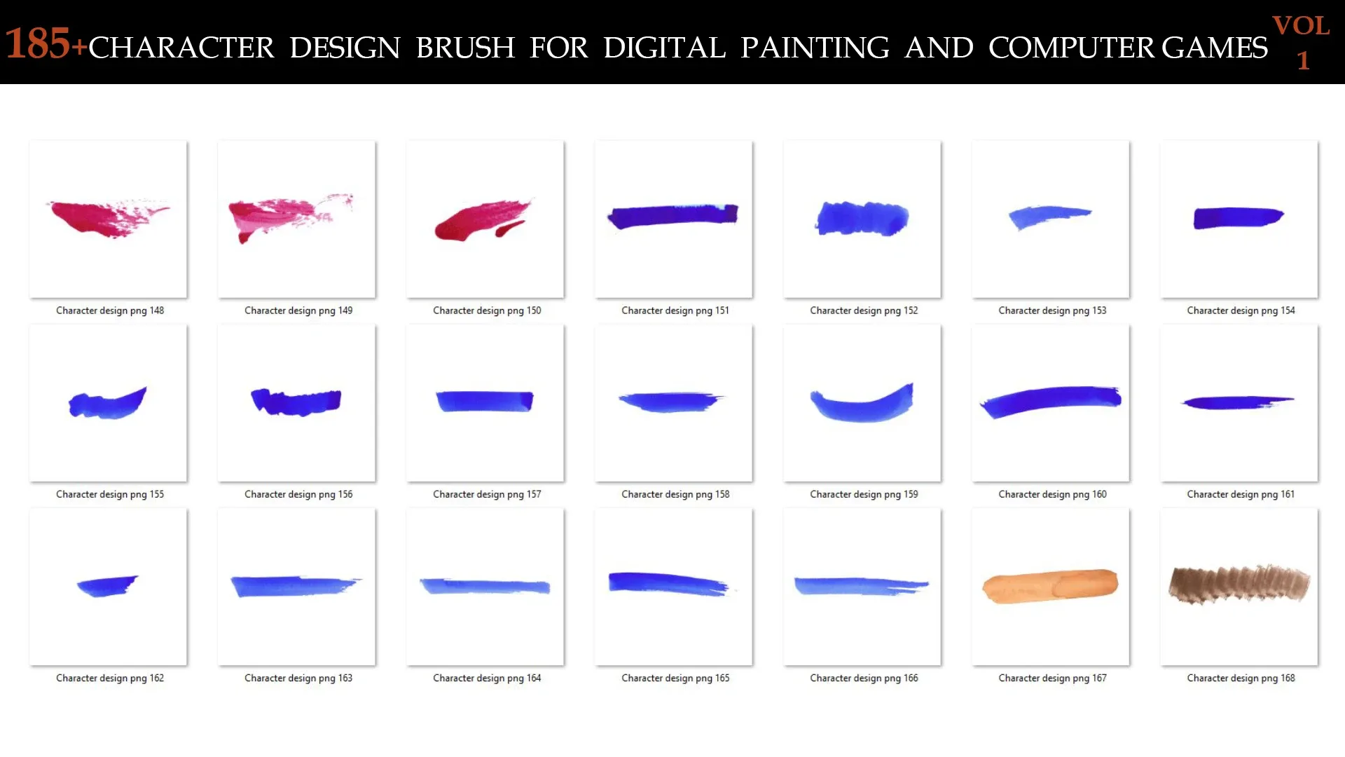 185+CHARACTER DESIGN BRUSH FOR DIGITAL PAINTING AND COMPUTER GAMES VOL:1