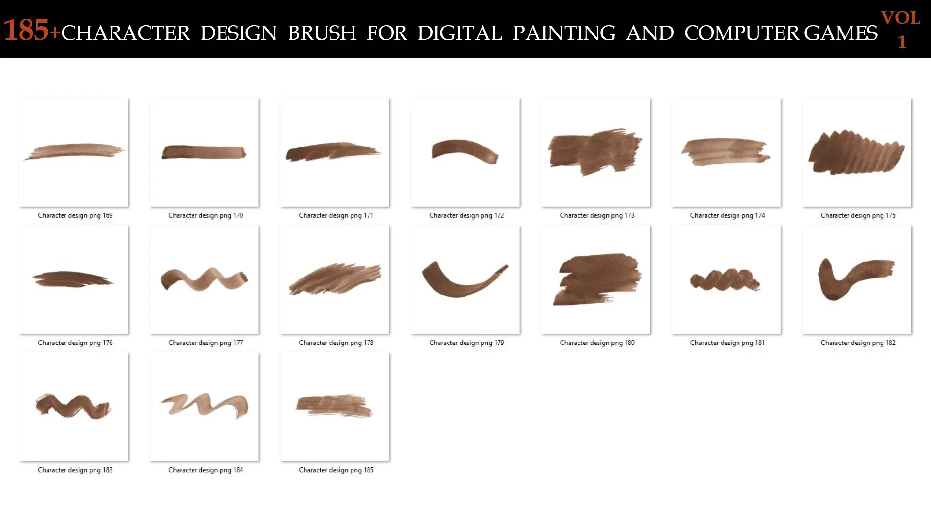 185+CHARACTER DESIGN BRUSH FOR DIGITAL PAINTING AND COMPUTER GAMES VOL:1