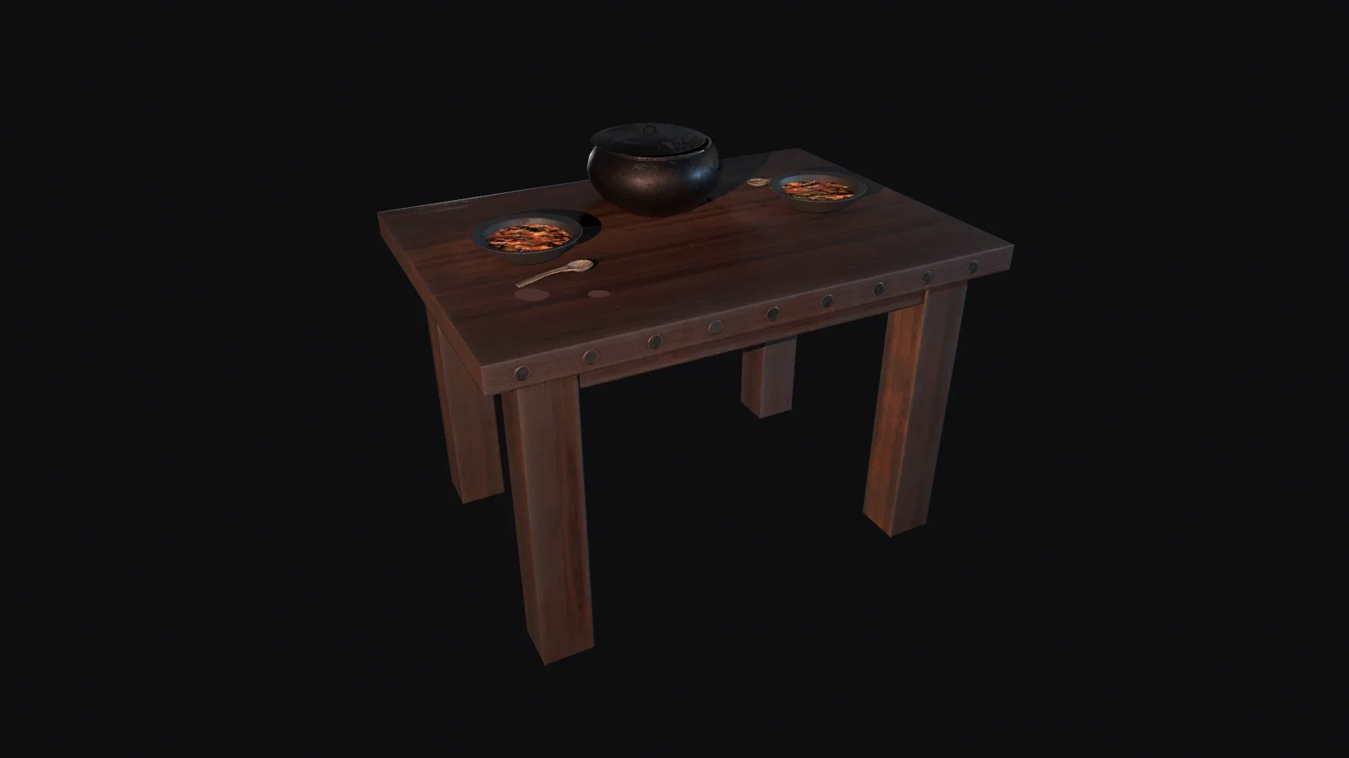 Medieval Table With Stew Game Ready