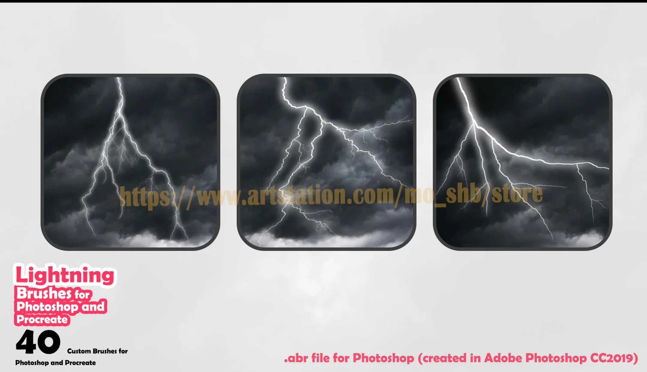 40 Lightning Brushes for Photoshop and Procreate