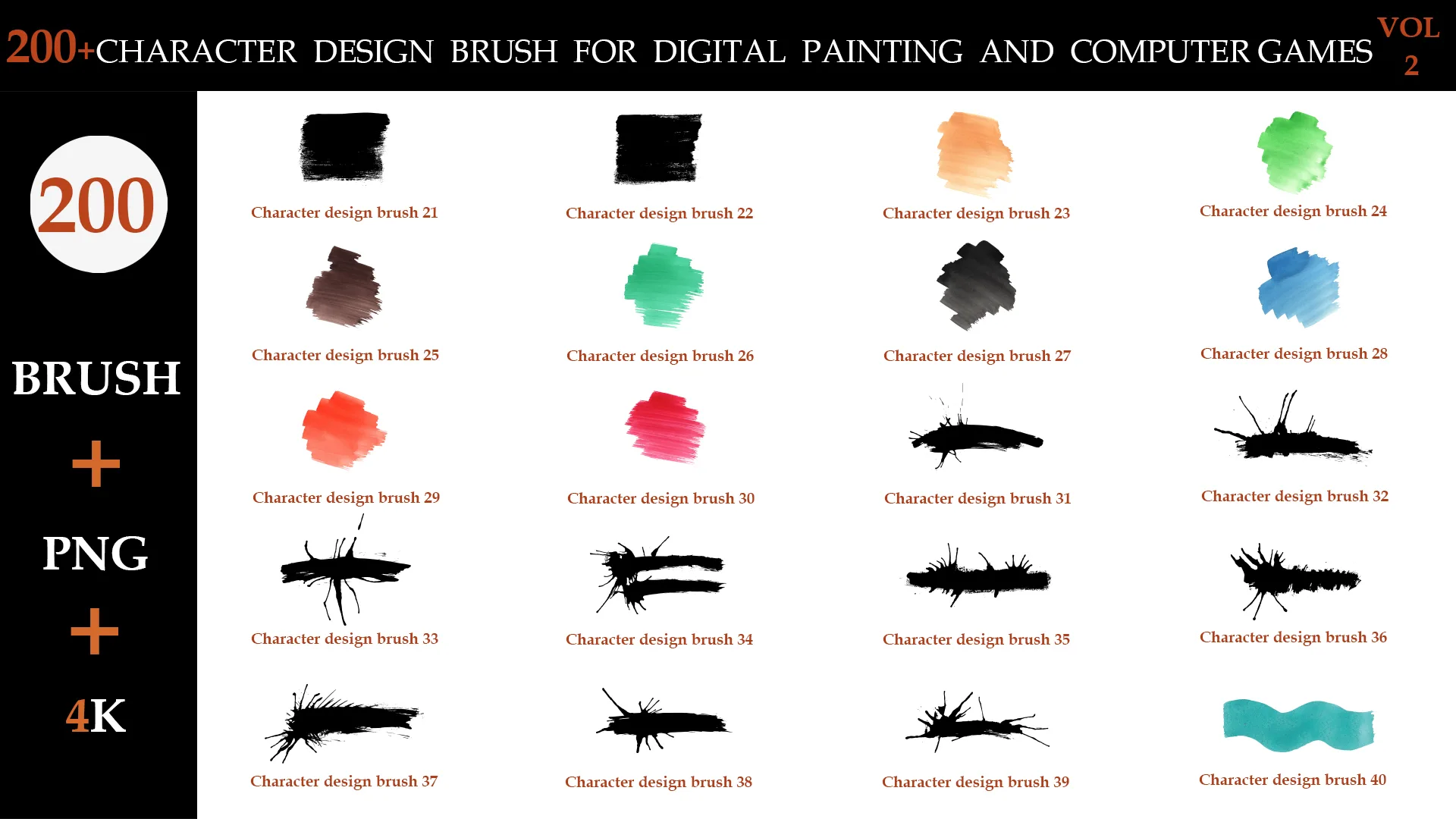 200+CHARACTER DESIGN BRUSH FOR DIGITAL PAINTING AND COMPUTER GAMES VOL:2