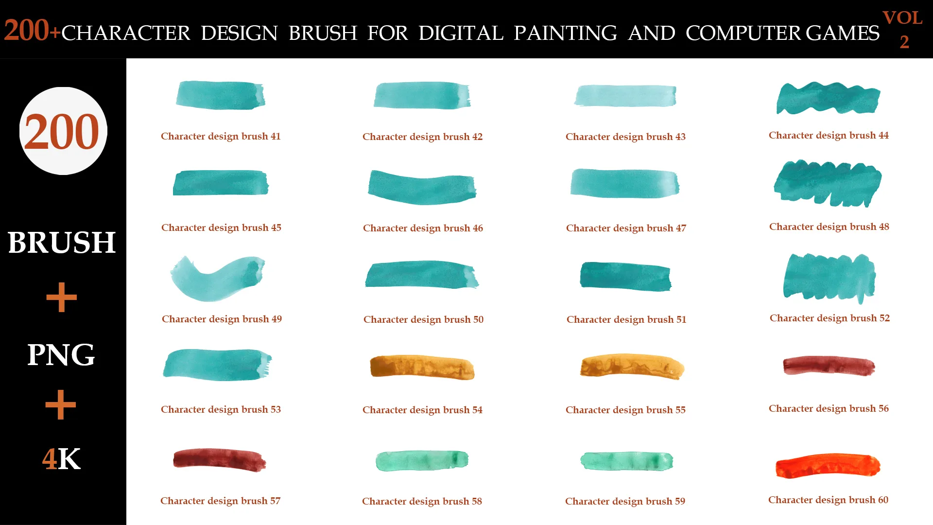 200+CHARACTER DESIGN BRUSH FOR DIGITAL PAINTING AND COMPUTER GAMES VOL:2